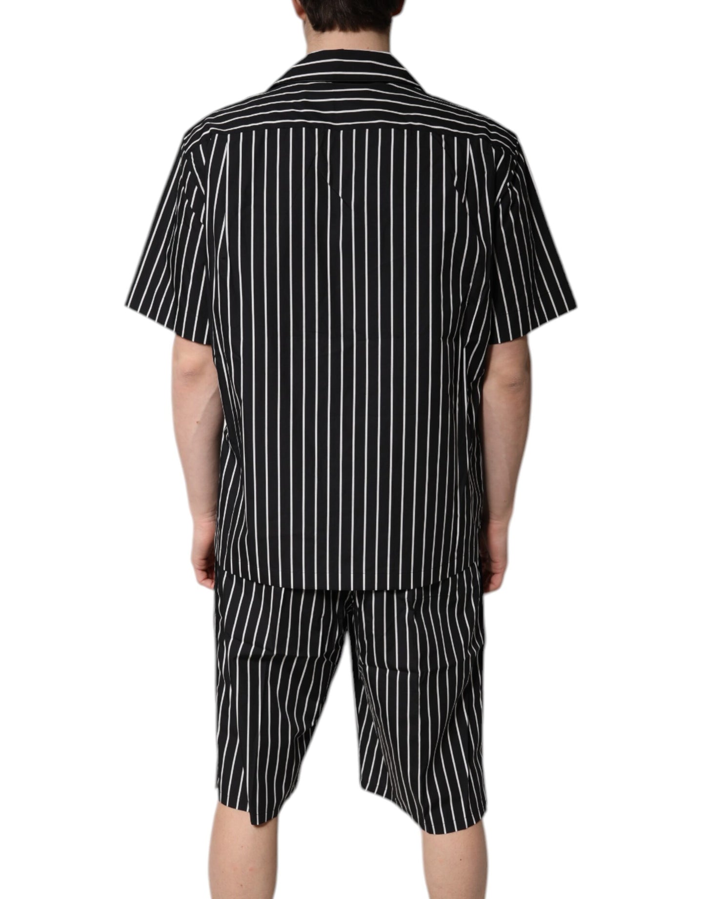 Ensemble pyjama en coton à rayures noires et blanches pour homme Dolce & Gabbana