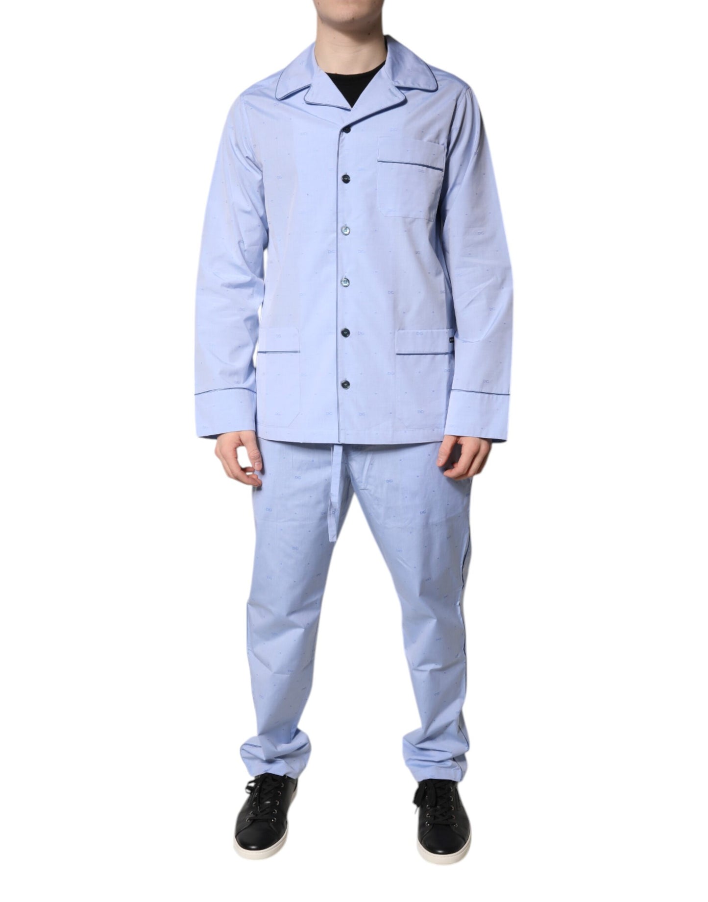 Ensemble pyjama en coton bleu clair avec logo DG pour homme Dolce & Gabbana