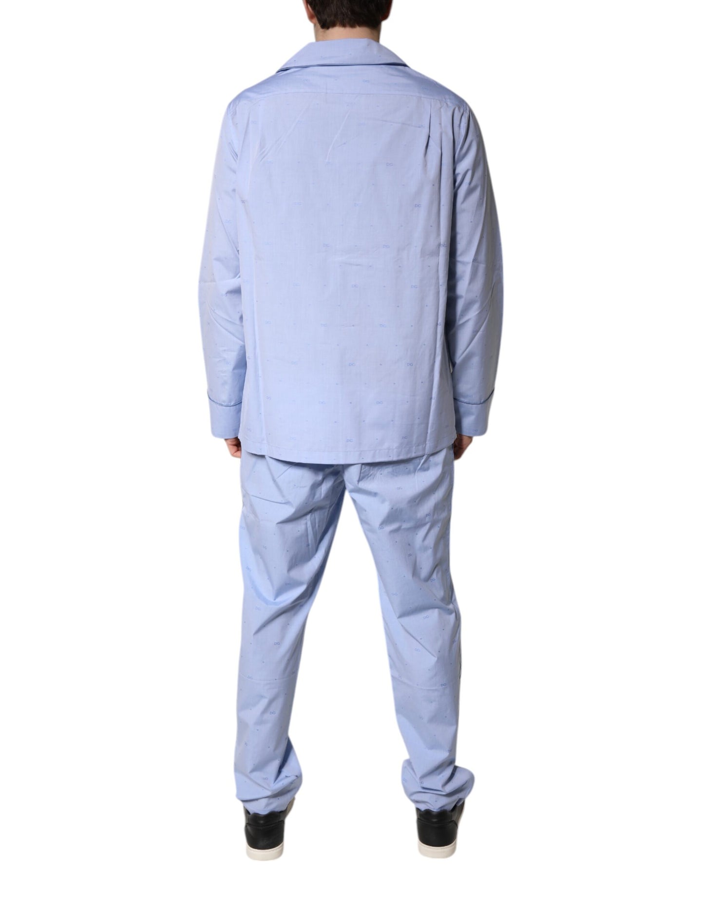 Ensemble pyjama en coton bleu clair avec logo DG pour homme Dolce & Gabbana
