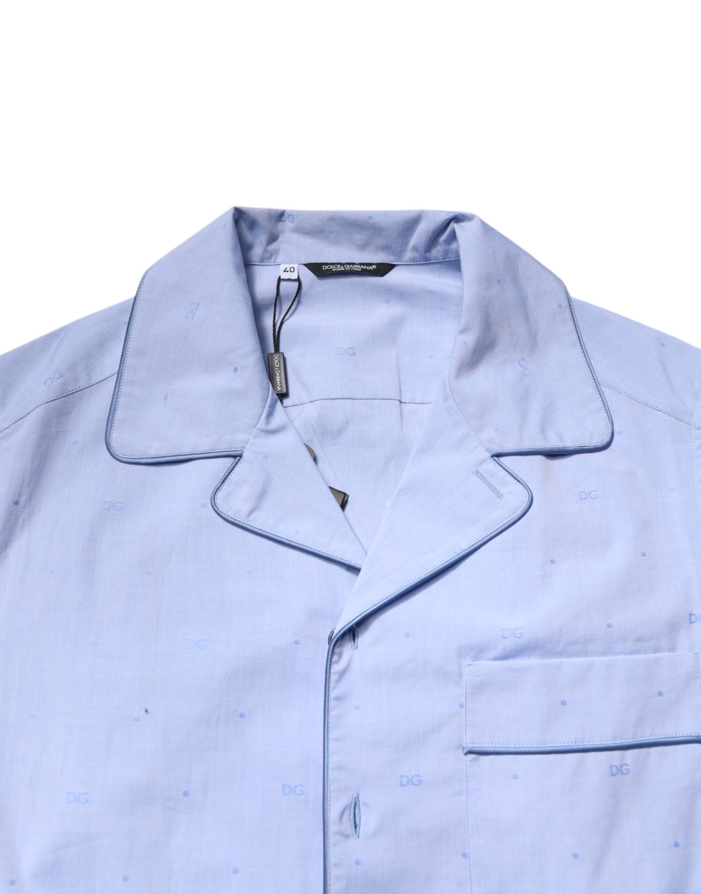 Ensemble pyjama en coton bleu clair avec logo DG pour homme Dolce & Gabbana