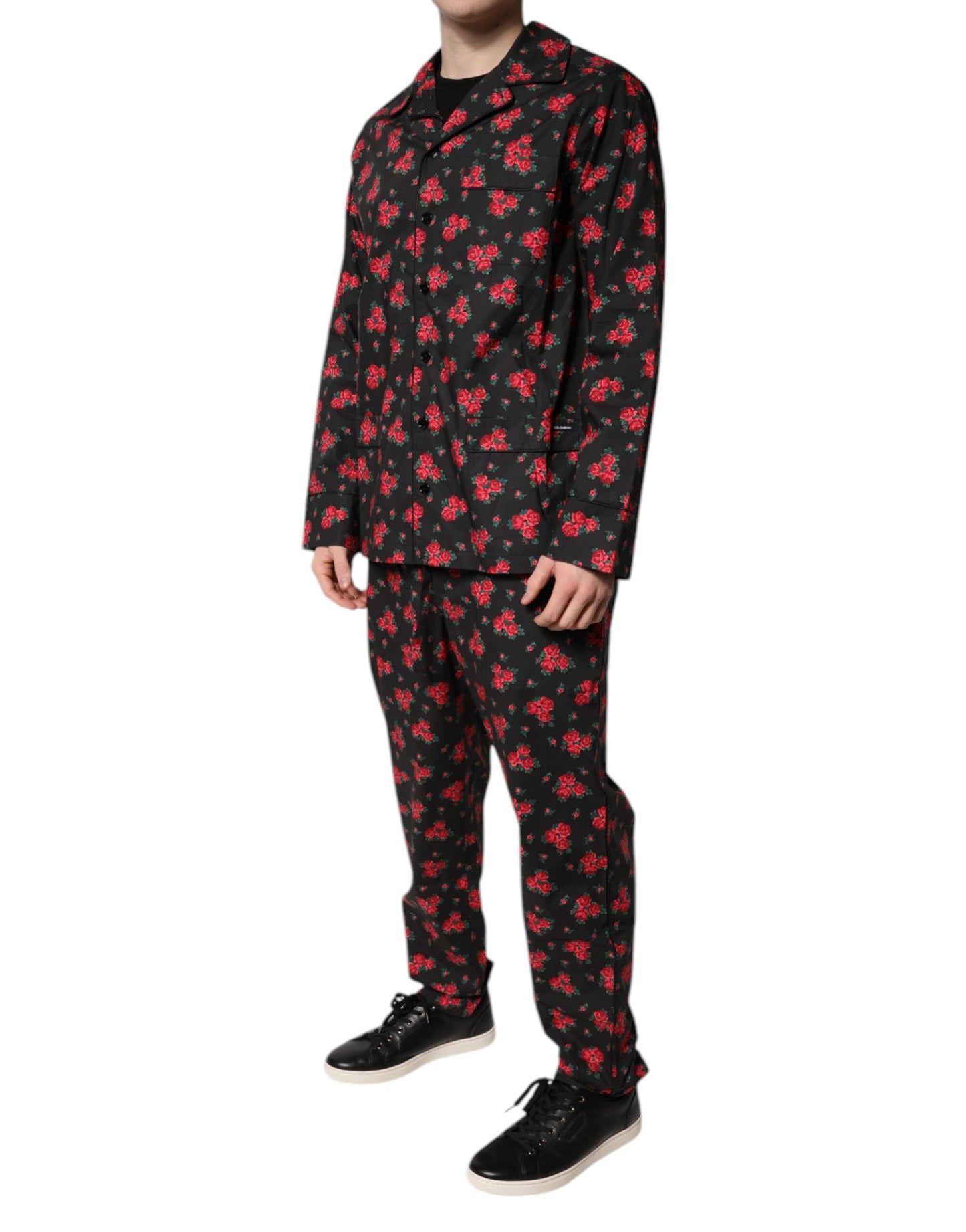 Ensemble pyjama en coton noir à imprimé floral Dolce & Gabbana pour homme