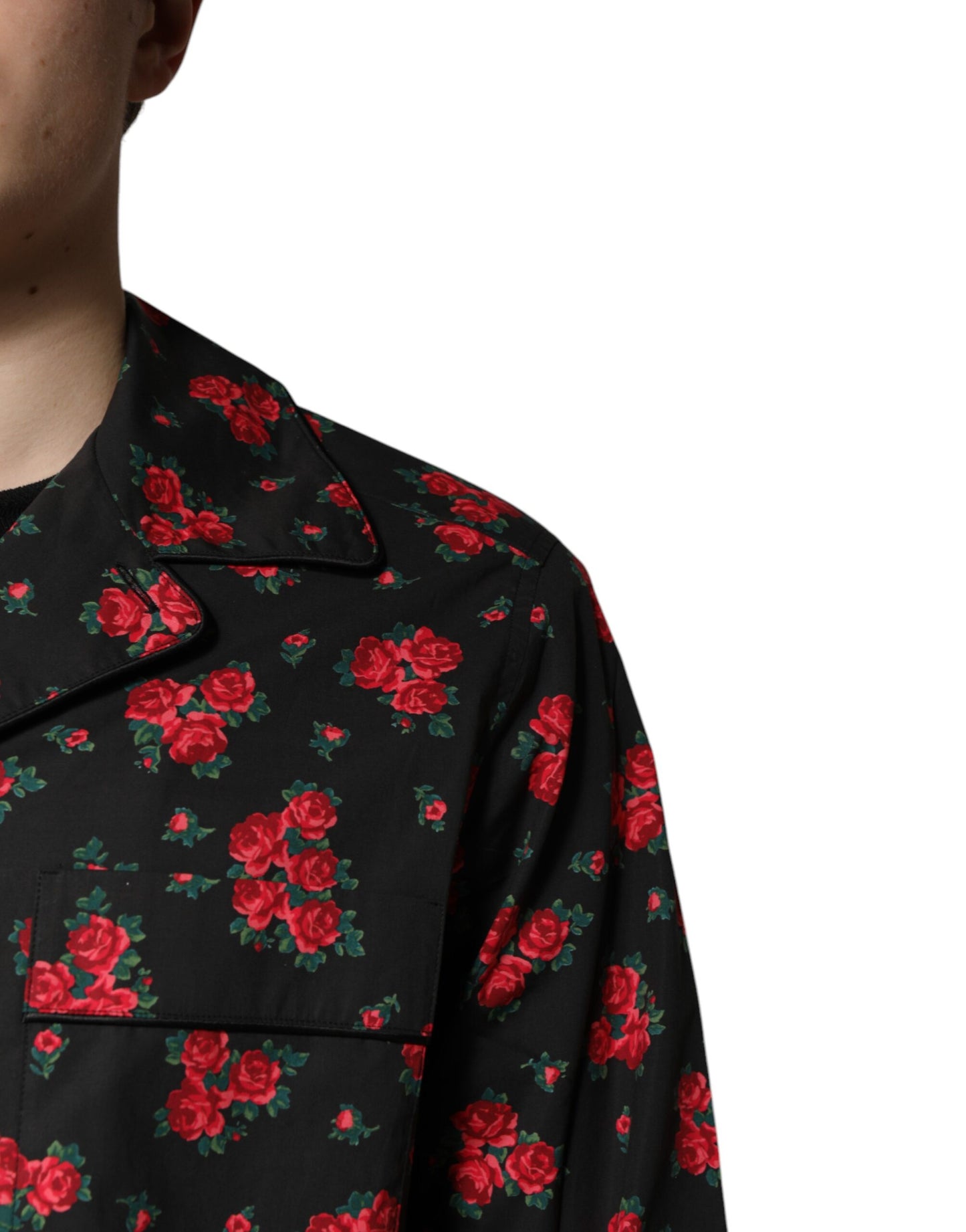 Ensemble pyjama en coton noir à imprimé floral Dolce & Gabbana pour homme