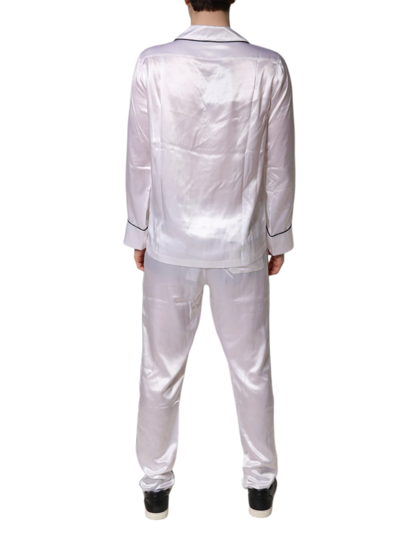 Ensemble pyjama homme en satin de soie blanc Dolce & Gabbana
