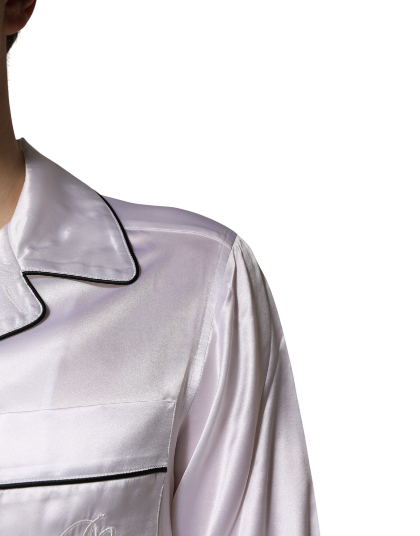 Ensemble pyjama homme en satin de soie blanc Dolce & Gabbana