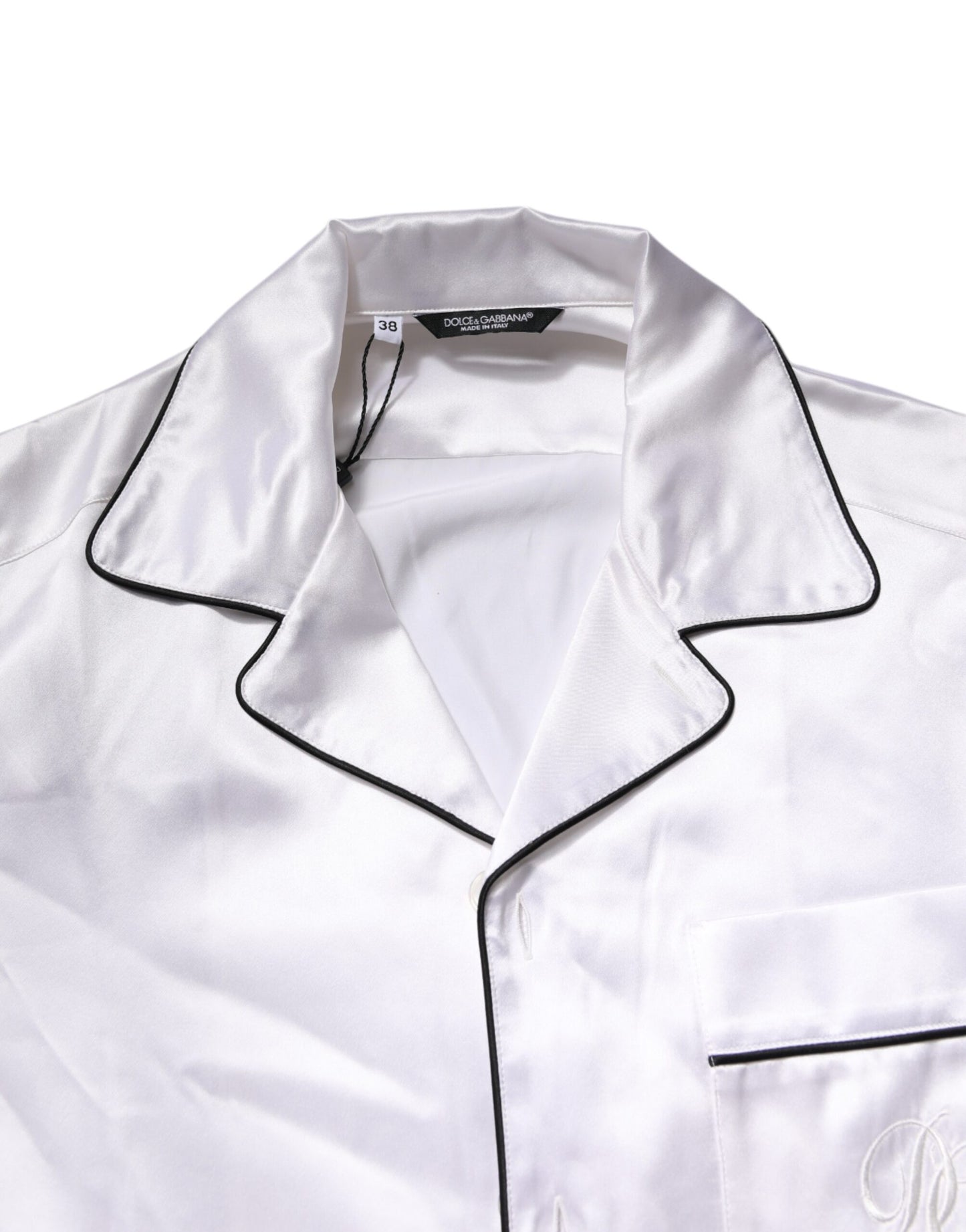 Ensemble pyjama homme en satin de soie blanc Dolce & Gabbana