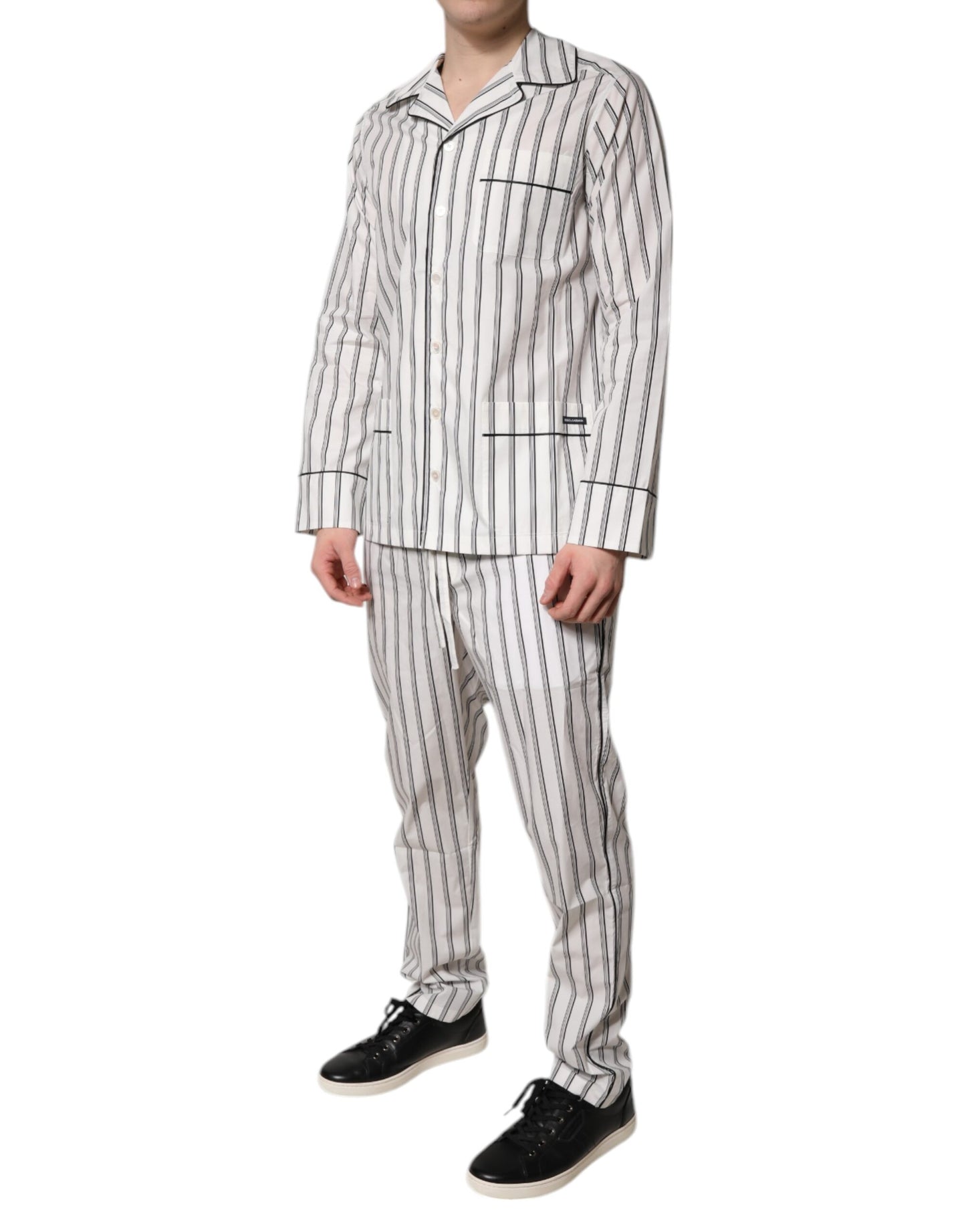 Ensemble pyjama en coton à rayures blanches et noires pour homme Dolce & Gabbana