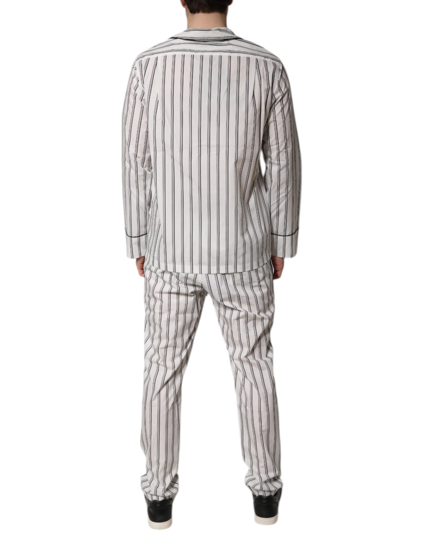 Ensemble pyjama en coton à rayures blanches et noires pour homme Dolce & Gabbana