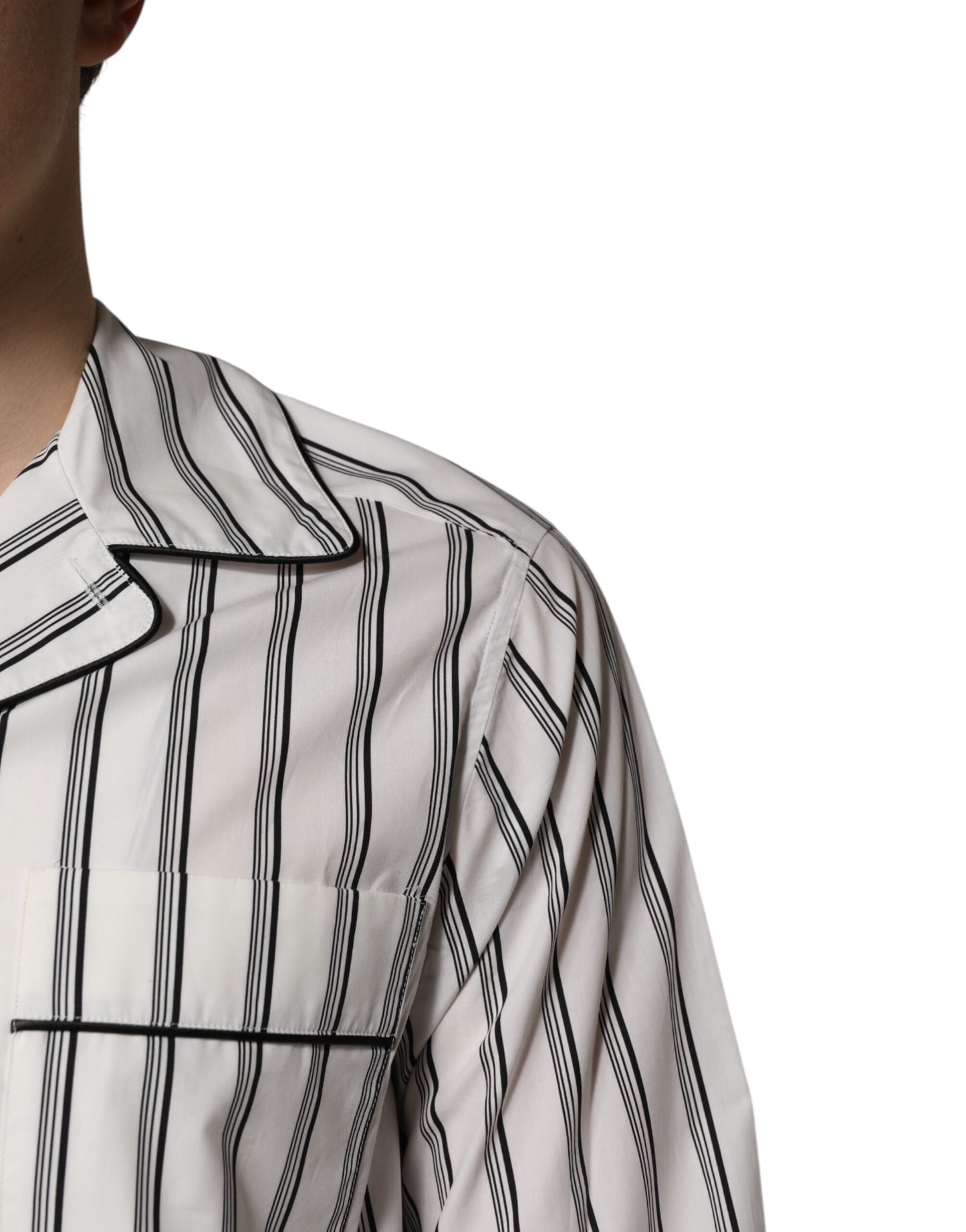 Ensemble pyjama en coton à rayures blanches et noires pour homme Dolce & Gabbana