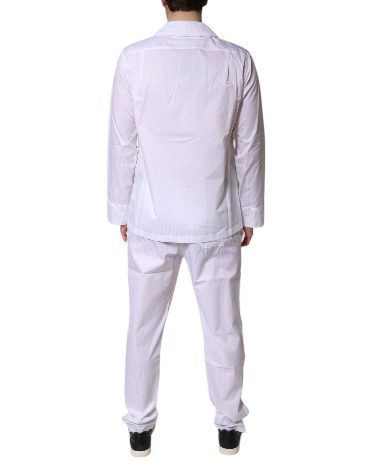 Ensemble pyjama chemise et pantalon en coton blanc Dolce & Gabbana