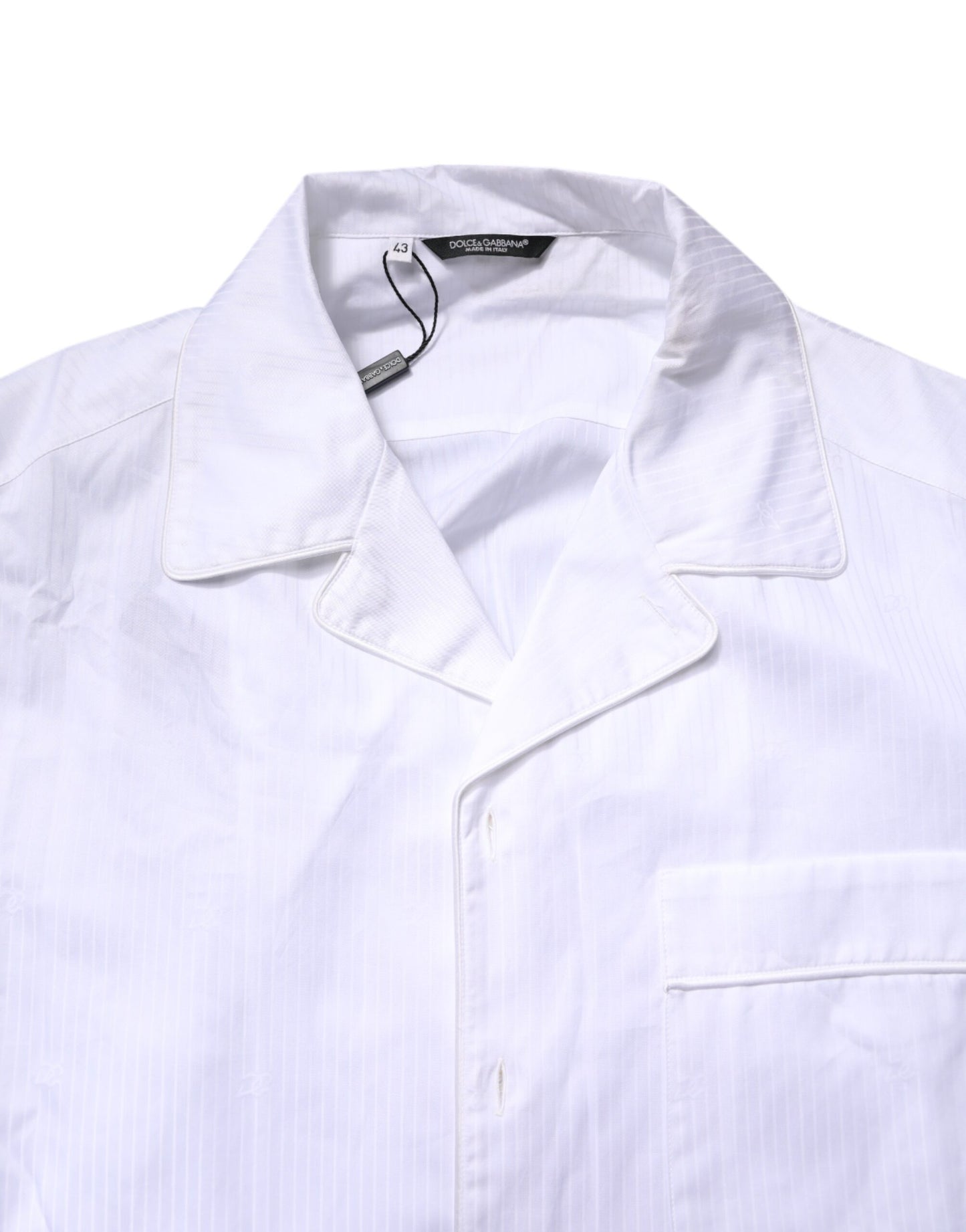 Ensemble pyjama chemise et pantalon en coton blanc Dolce & Gabbana