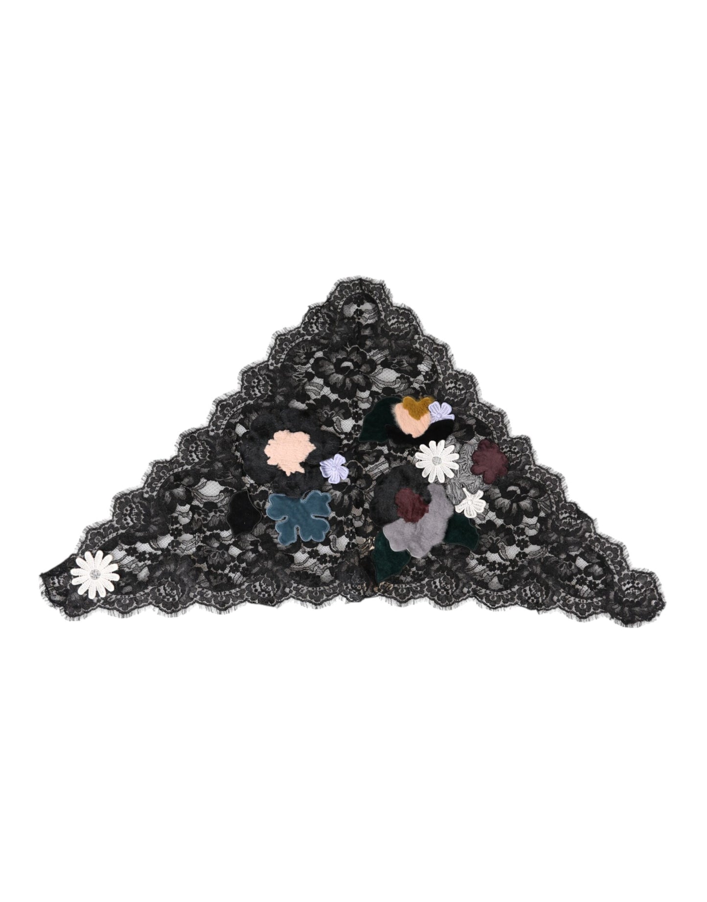 Chapeau en voile de coton à appliques florales en dentelle noire Dolce & Gabbana