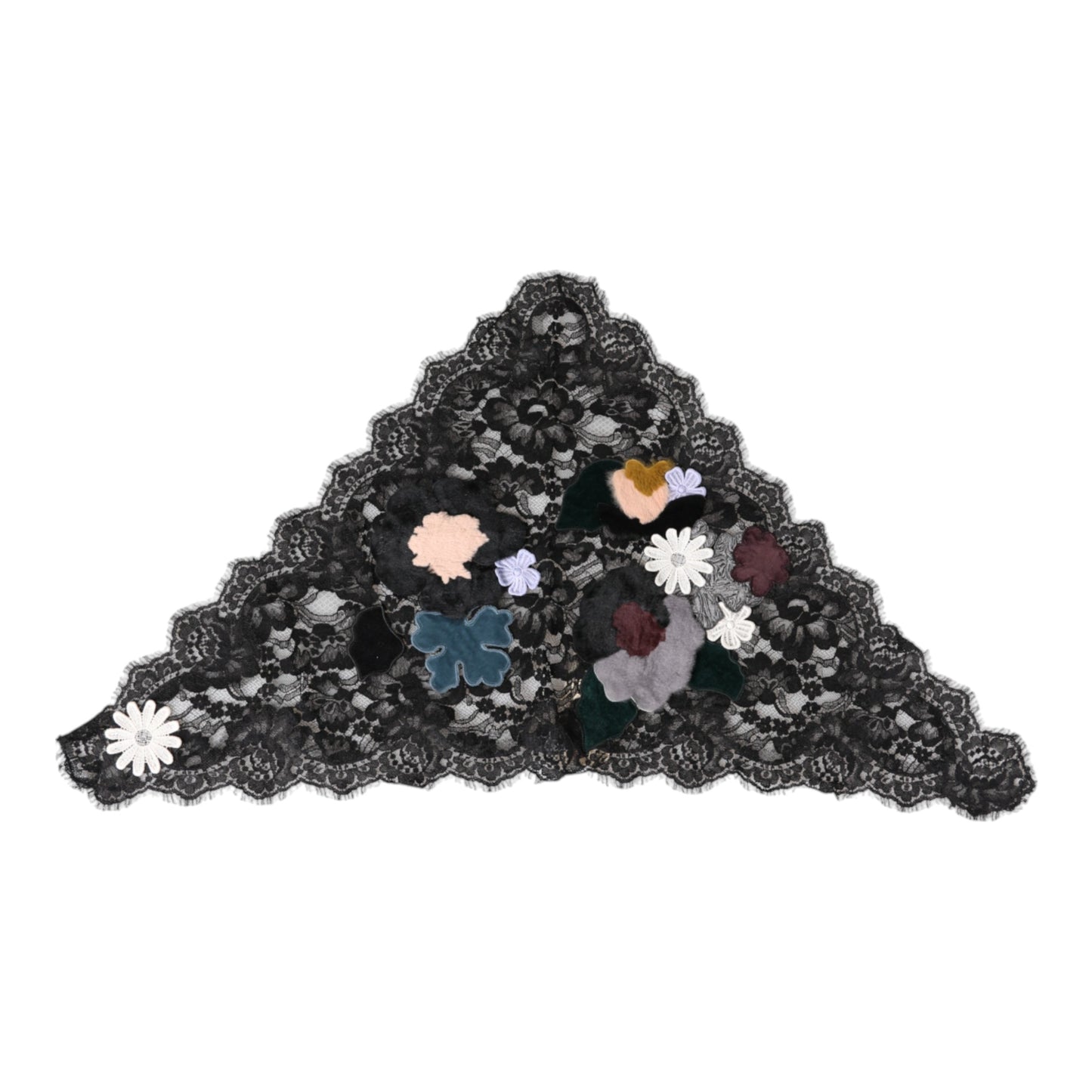 Chapeau en voile de coton à appliques florales en dentelle noire Dolce & Gabbana