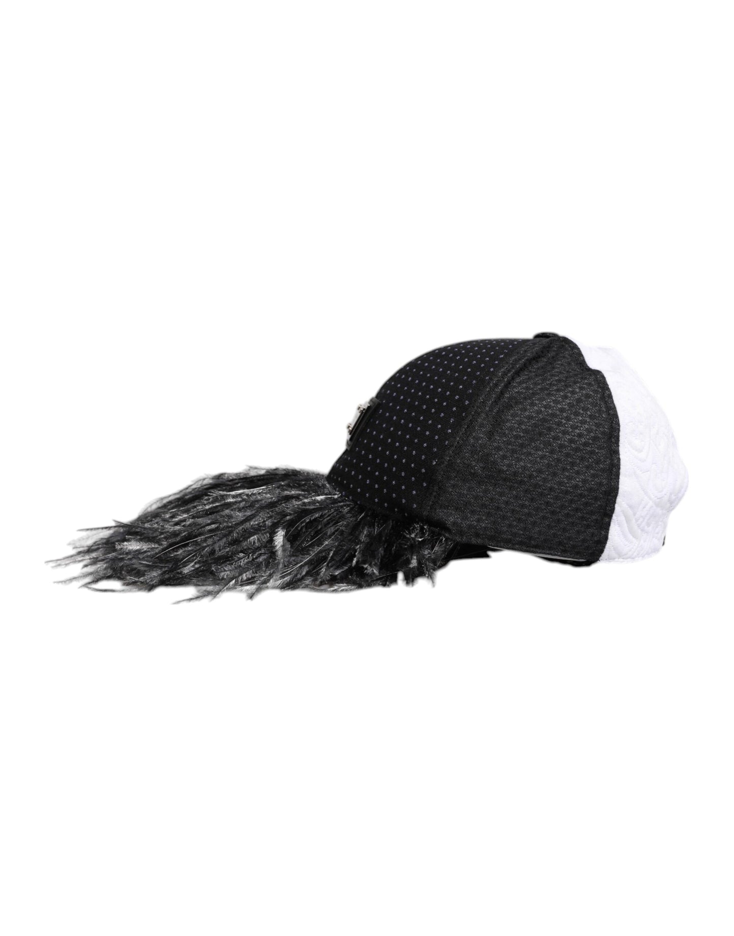 Casquette de baseball Dolce & Gabbana à pois blancs et noirs avec plumes