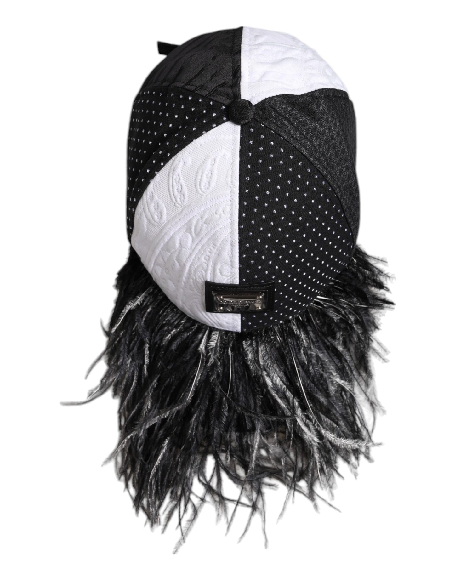 Casquette de baseball Dolce & Gabbana à pois blancs et noirs avec plumes