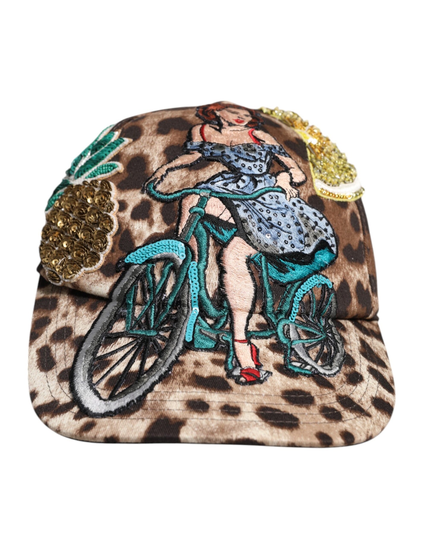 Casquette de baseball Dolce & Gabbana à sequins léopard marron Sicily