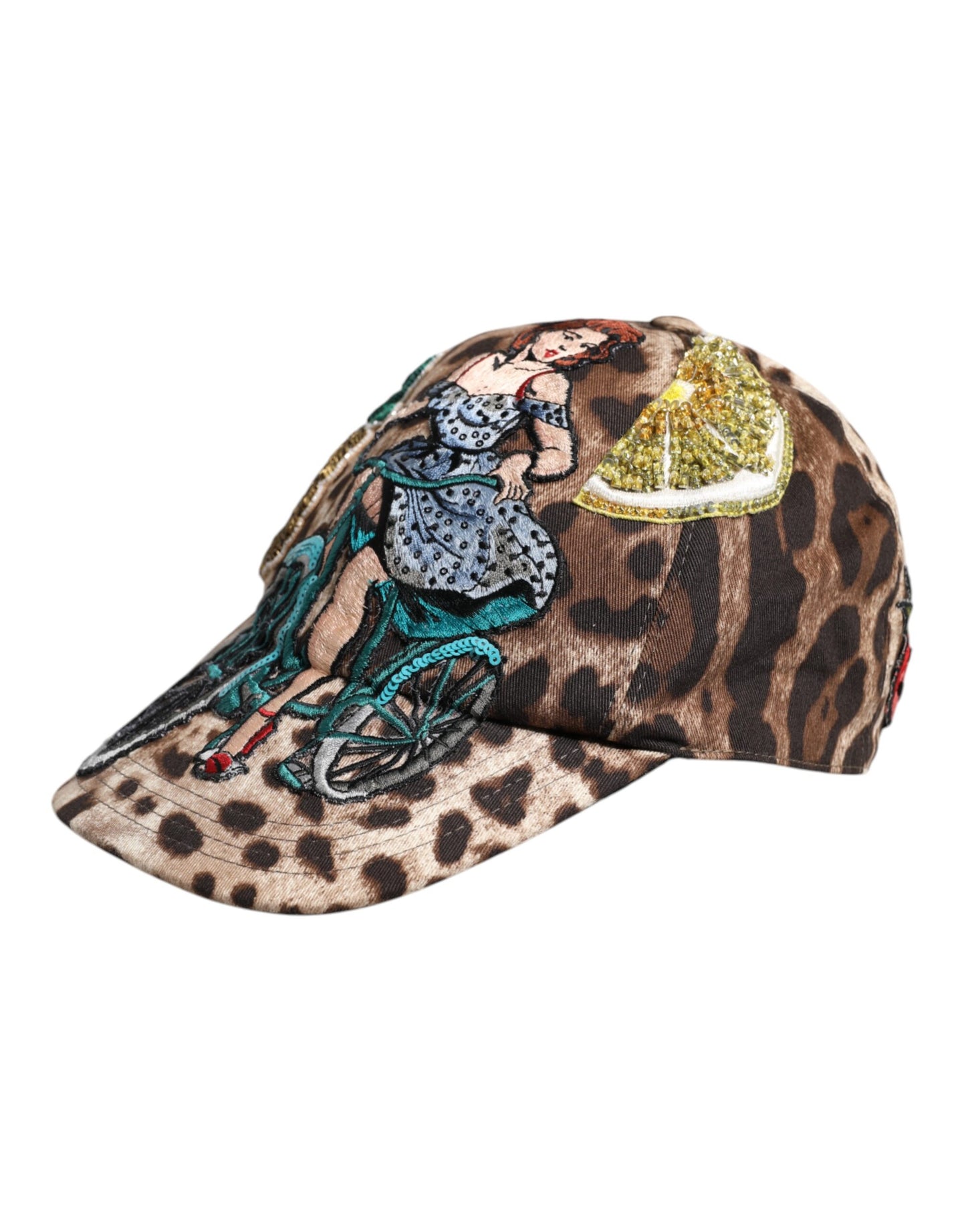 Casquette de baseball Dolce & Gabbana à sequins léopard marron Sicily