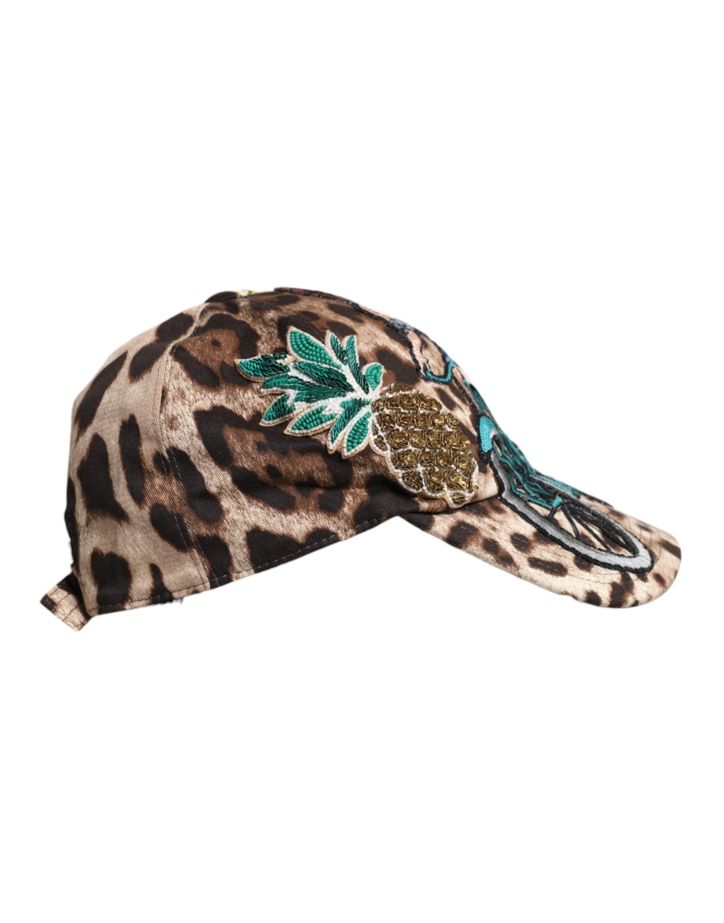 Casquette de baseball Dolce & Gabbana à sequins léopard marron Sicily