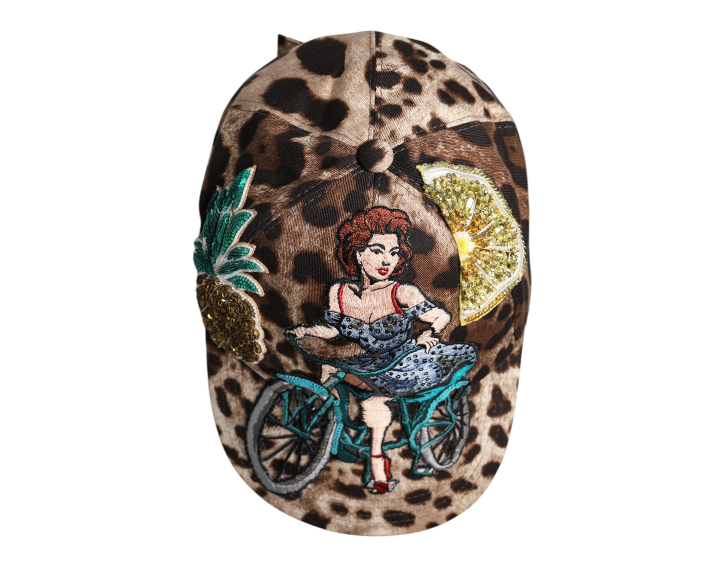 Casquette de baseball Dolce & Gabbana à sequins léopard marron Sicily