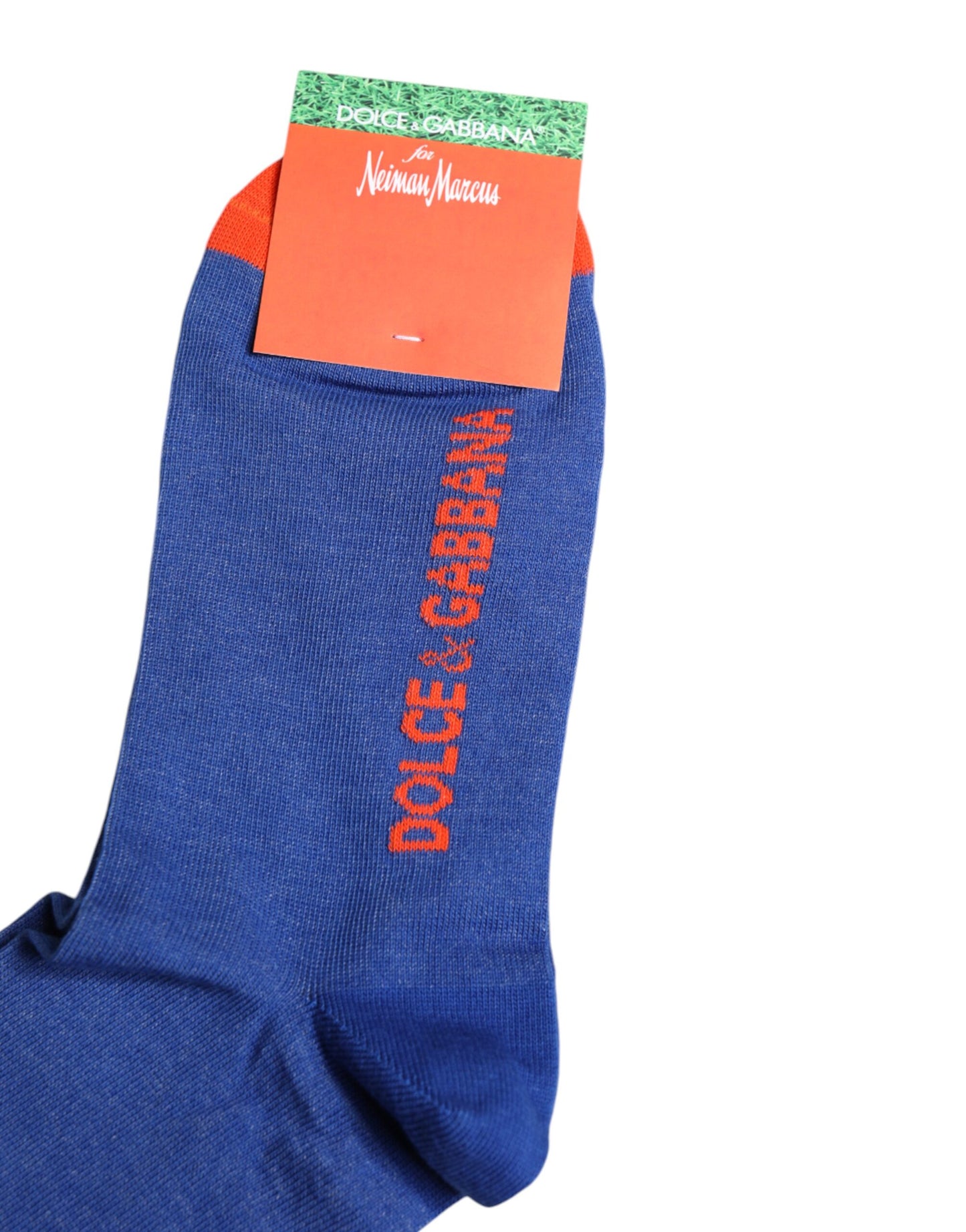 Chaussettes mi-mollet en coton bleu Dolce & Gabbana avec logo DG imprimé