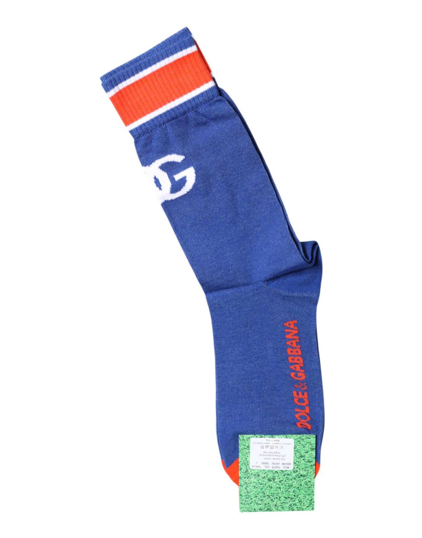 Chaussettes mi-mollet en coton bleu Dolce & Gabbana avec logo DG imprimé