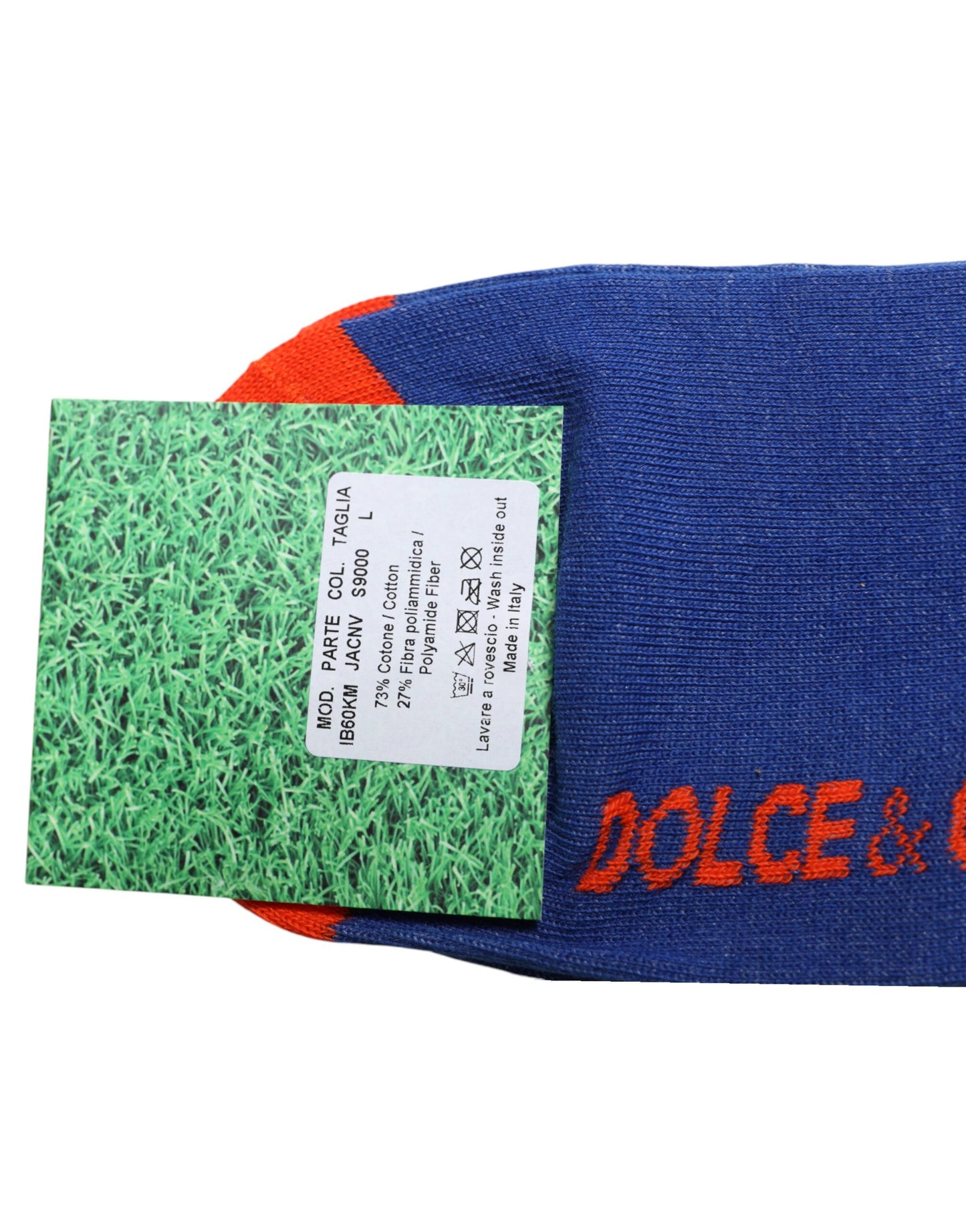 Chaussettes mi-mollet en coton bleu Dolce & Gabbana avec logo DG imprimé