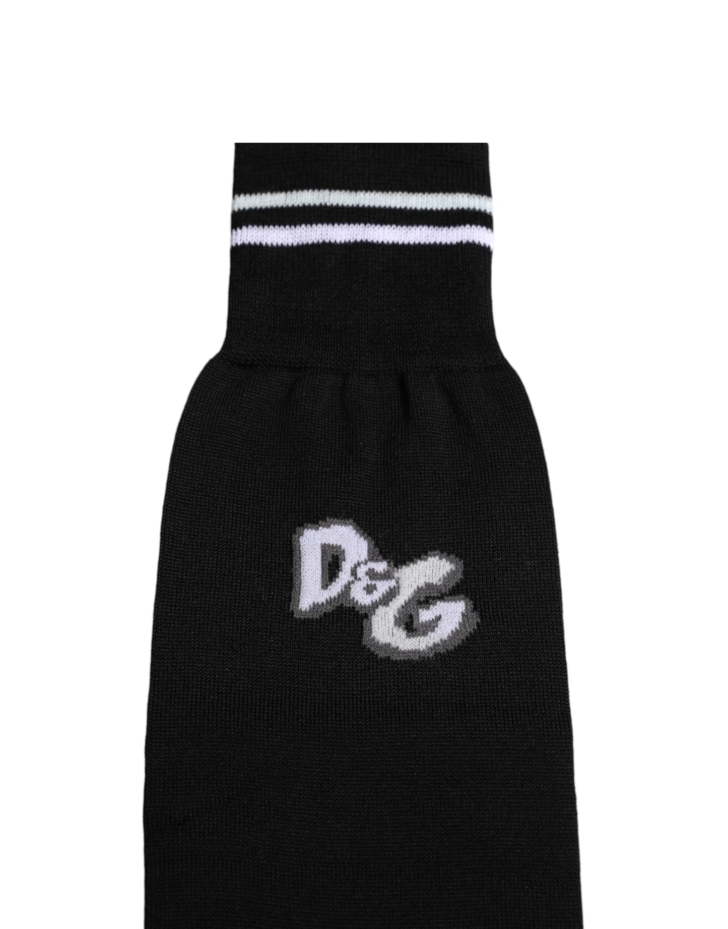 Chaussettes mi-mollet en coton noir à imprimé logo DG Dolce & Gabbana