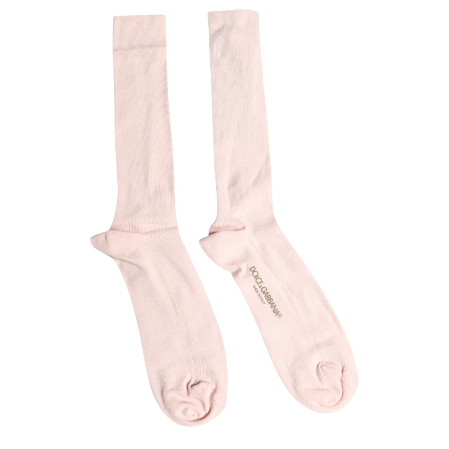 Chaussettes mi-mollet en coton stretch ivoire Dolce & Gabbana avec logo