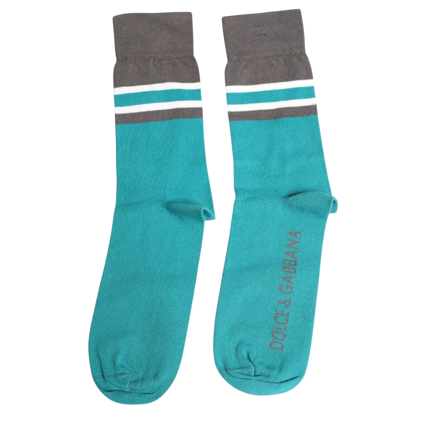 Chaussettes mi-mollet extensibles Dolce & Gabbana vertes et grises avec logo DG