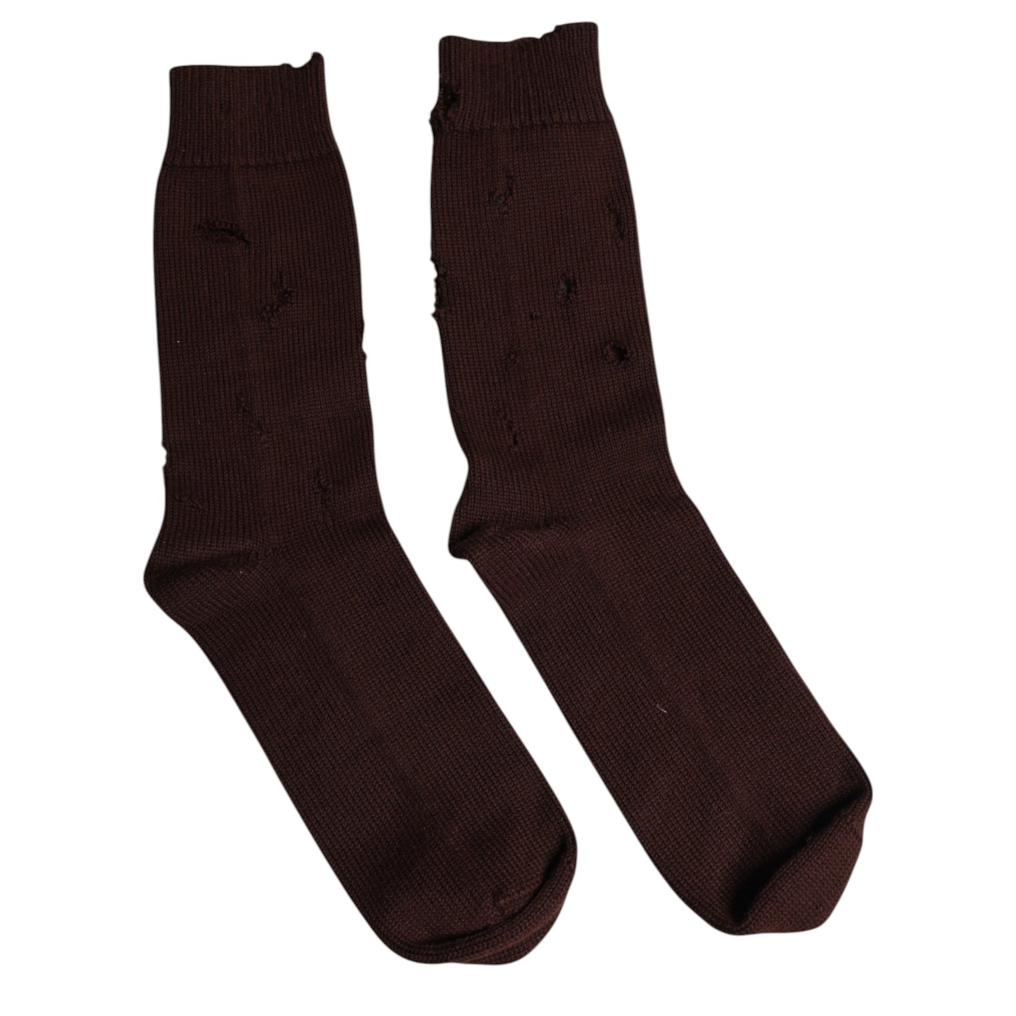 Chaussettes mi-mollet extensibles en coton uni marron Dolce & Gabbana