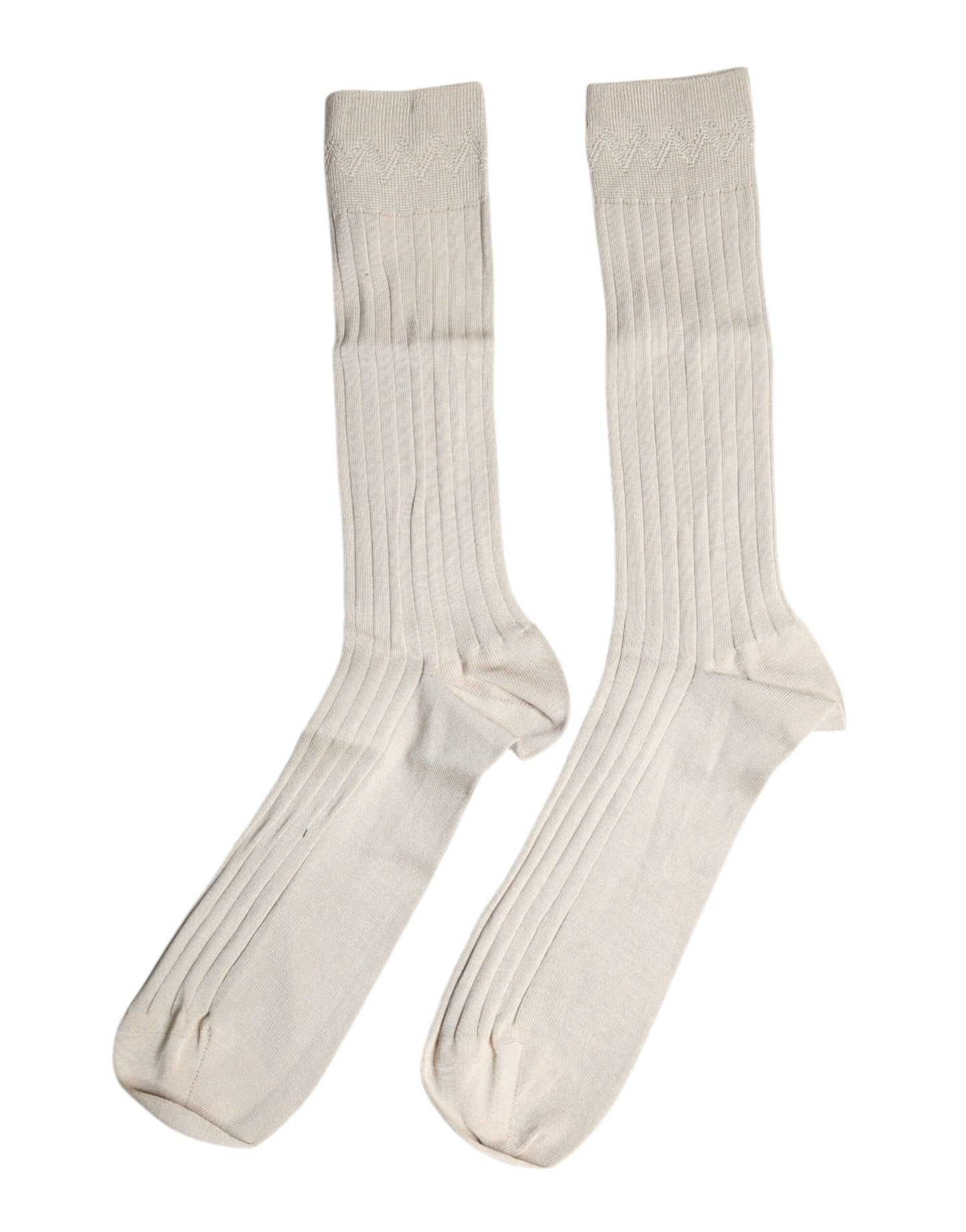 Chaussettes mi-mollet en coton stretch beige Dolce & Gabbana avec logo