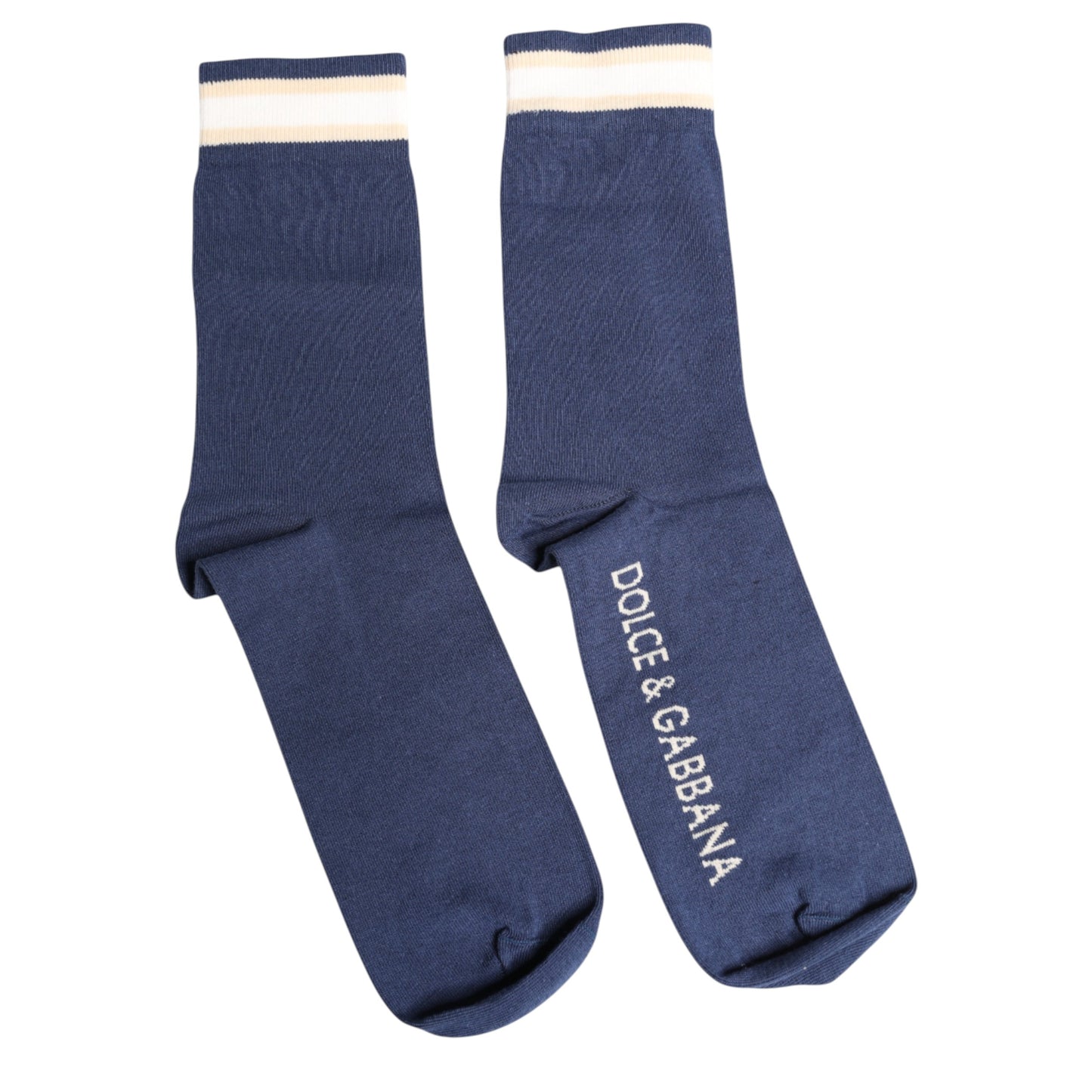 Chaussettes mi-mollet extensibles bleues Dolce & Gabbana avec logo DG imprimé
