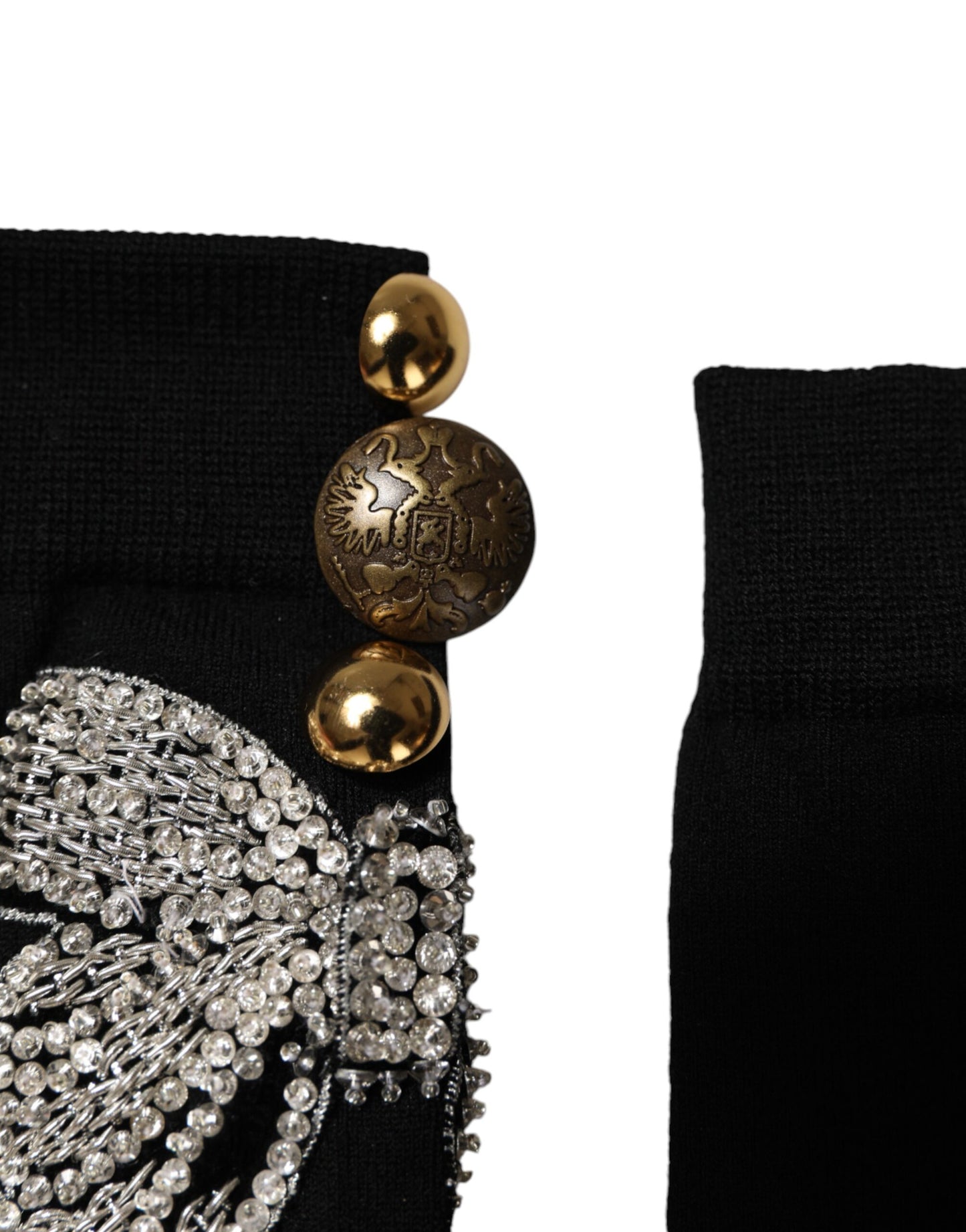 Chaussettes Dolce & Gabbana noires en tricot ornées de cristaux floraux