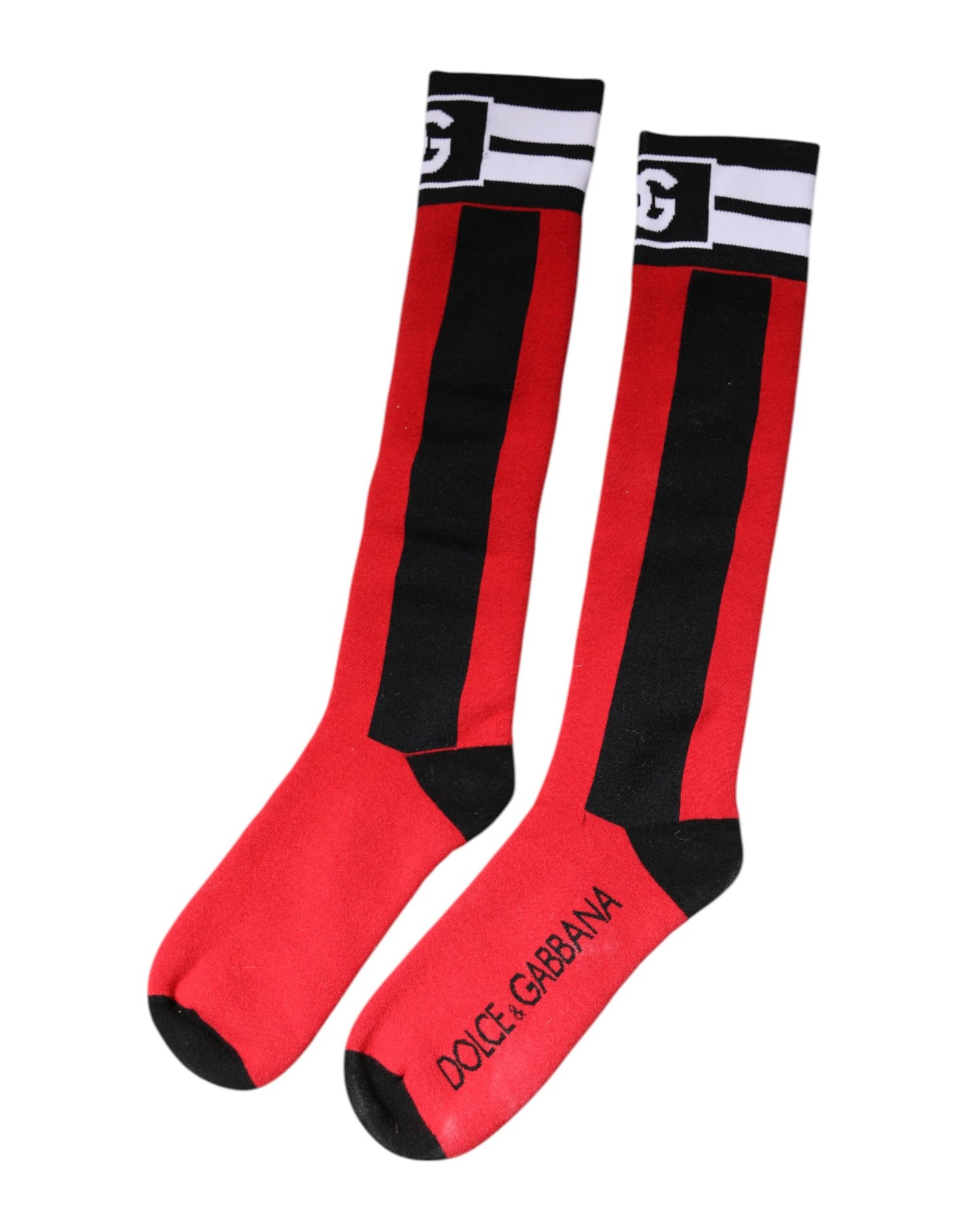 Chaussettes imprimées en coton stretch rouge Dolce & Gabbana