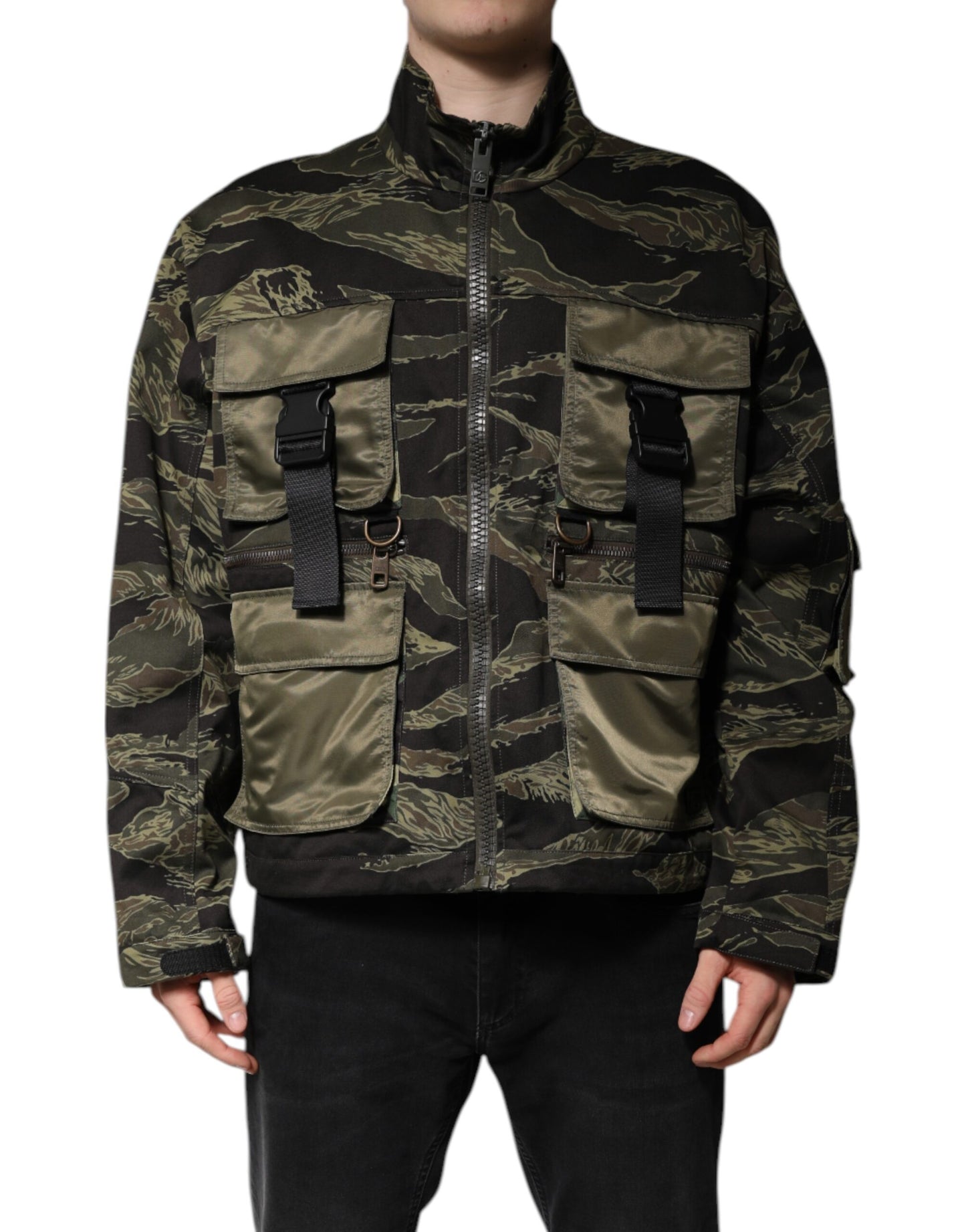Blouson aviateur en coton camouflage multicolore Dolce & Gabbana