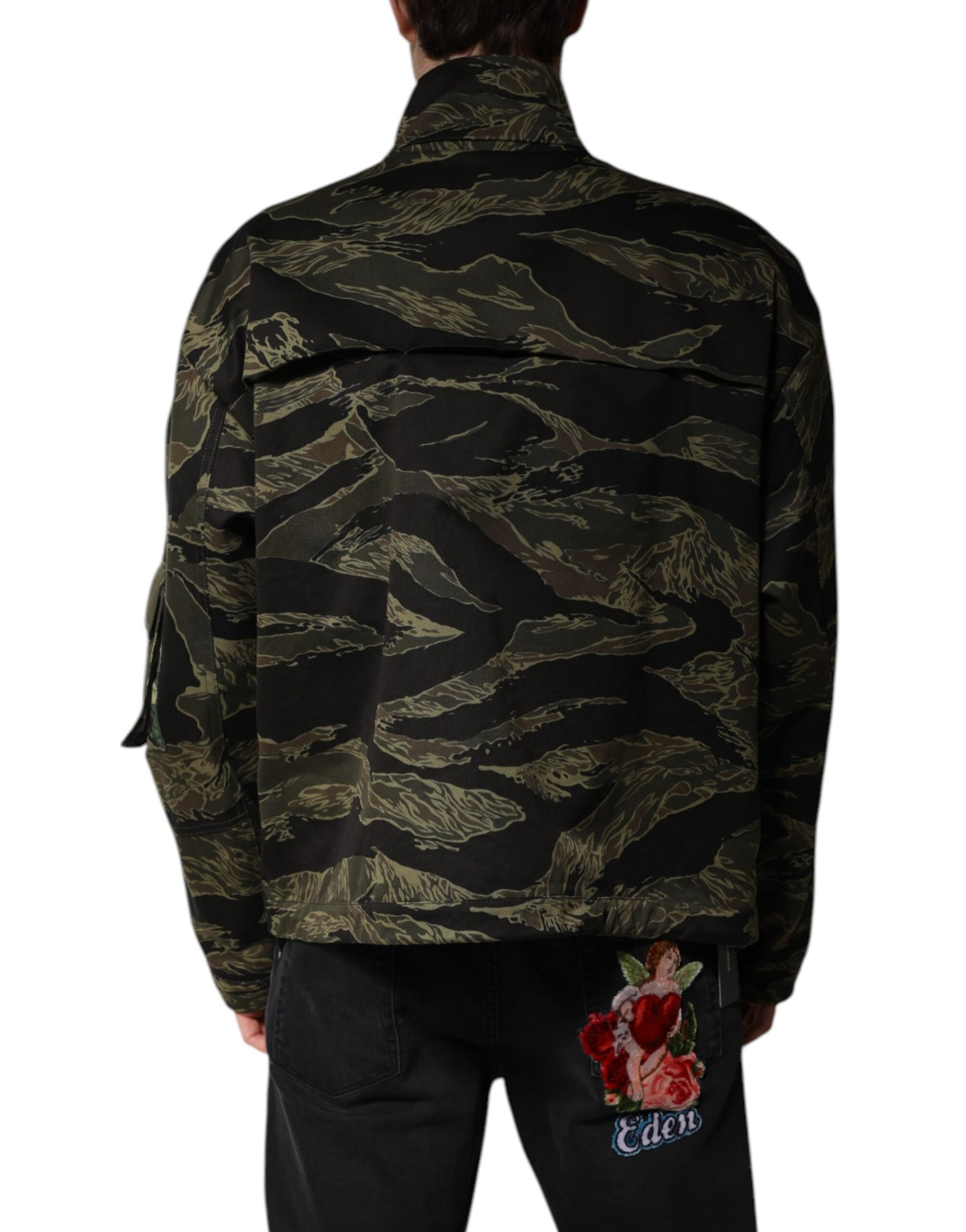 Blouson aviateur en coton camouflage multicolore Dolce & Gabbana