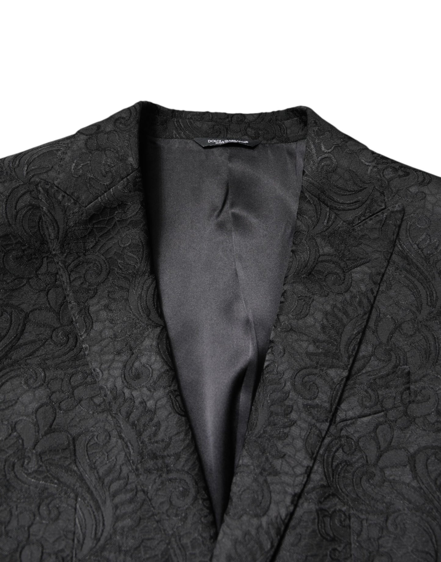 Dolce & Gabbana - Veste-manteau en jacquard floral noir