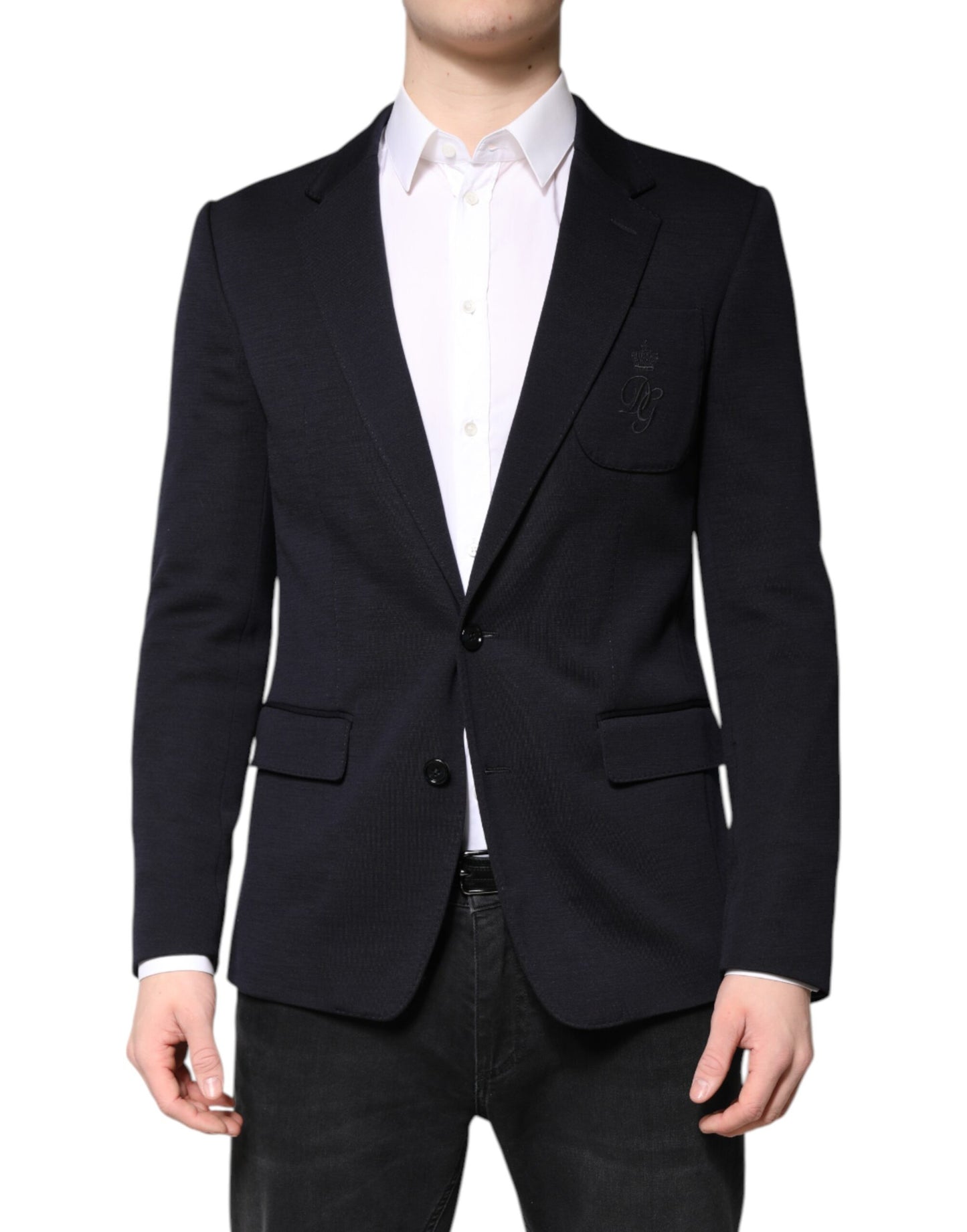 Blazer de costume à simple boutonnage en laine noire Dolce & Gabbana
