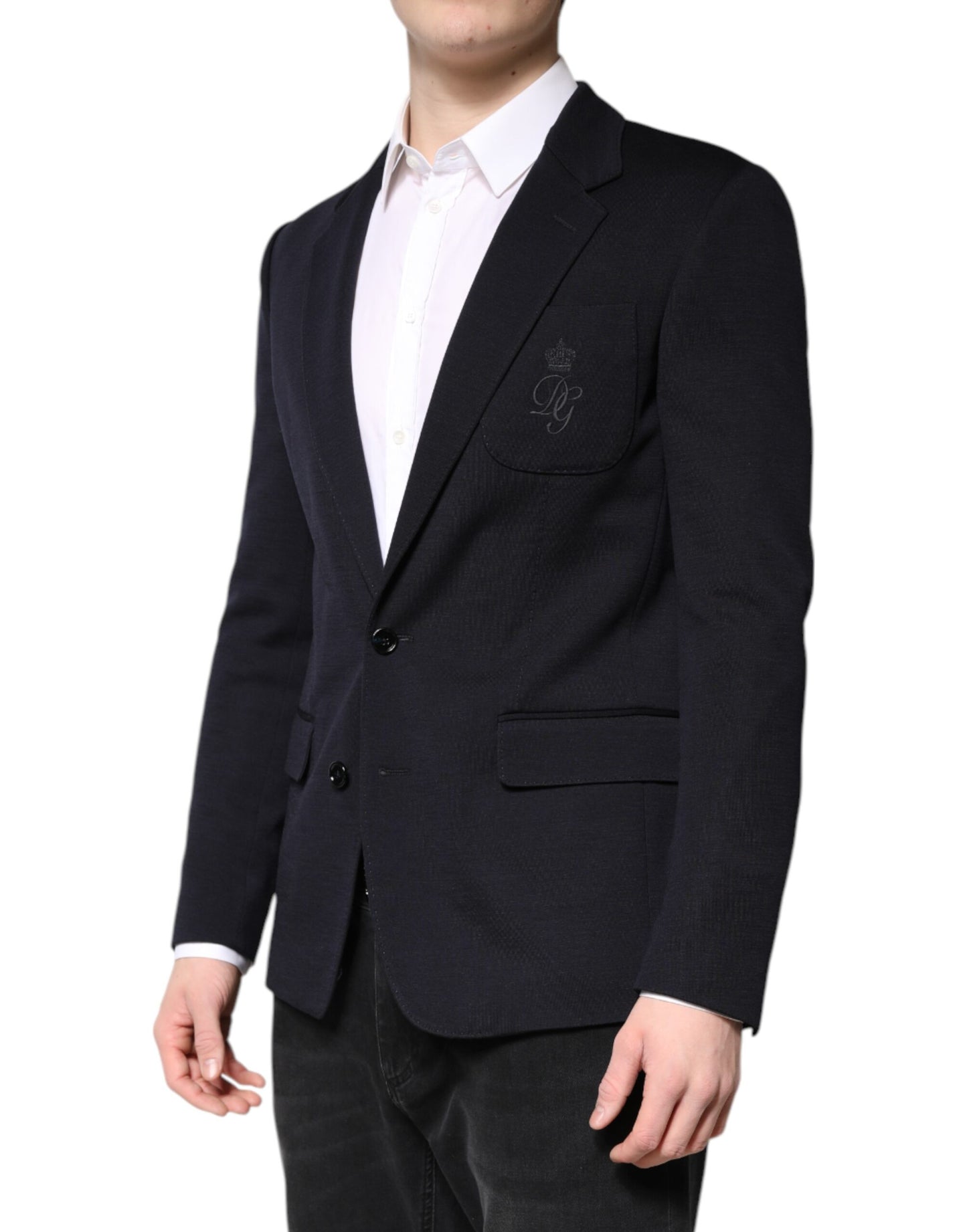 Blazer de costume à simple boutonnage en laine noire Dolce & Gabbana