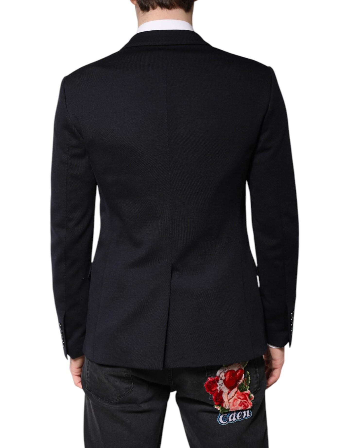 Blazer de costume à simple boutonnage en laine noire Dolce & Gabbana