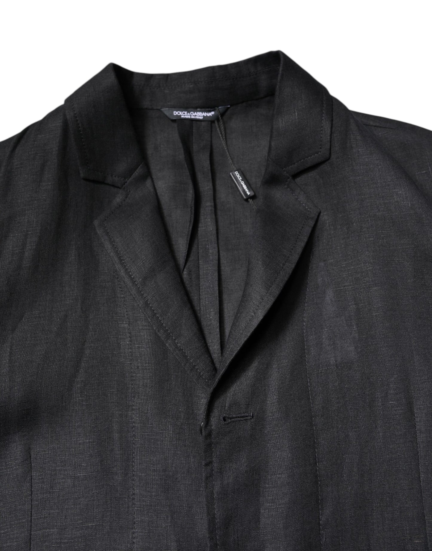 Blazer simple boutonnage en lin noir Dolce & Gabbana pour homme