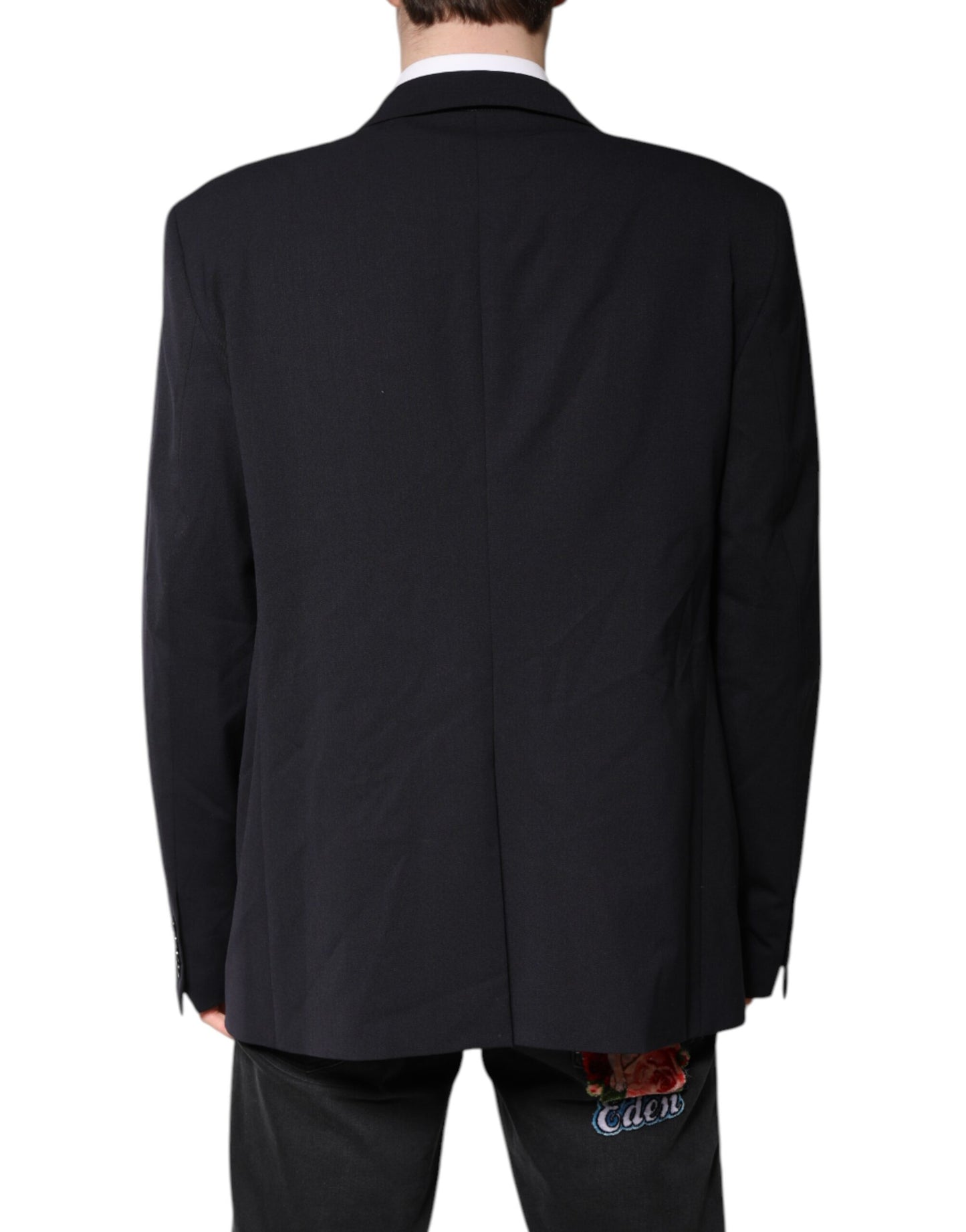 Blazer simple boutonnage en laine bleu foncé Dolce & Gabbana