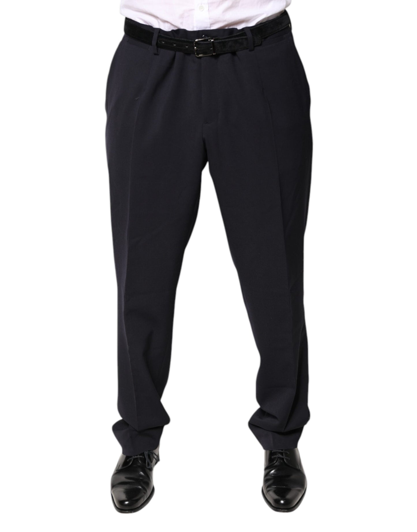Dolce & Gabbana Black Wool Mid Waist Dress Pants by Dolce & Gabbana