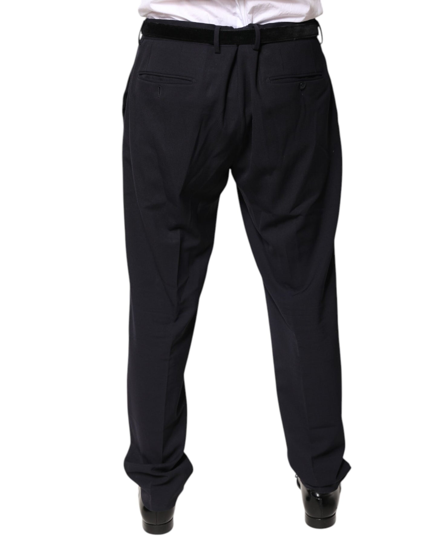 Dolce & Gabbana Black Wool Mid Waist Dress Pants by Dolce & Gabbana