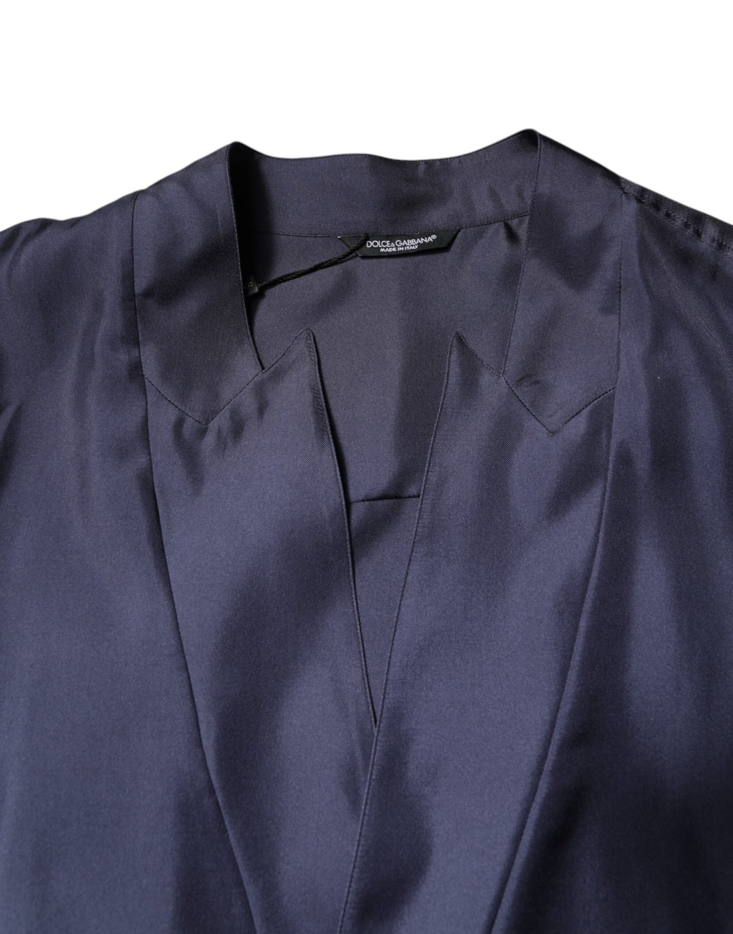 Dolce & Gabbana Dark Blue Silk Double Breasted Shirt by Dolce & Gabbana