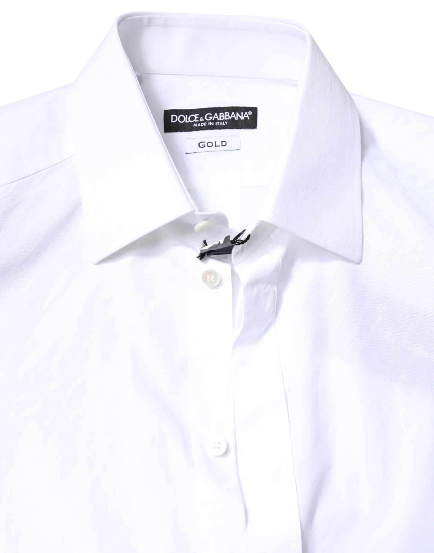 Dolce & Gabbana White Cotton GOLD Dress Formal Collared Shirt by Dolce & Gabbana