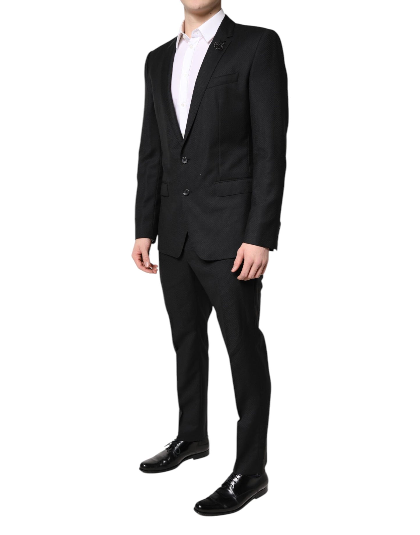 Costume 2 pièces simple boutonnage en laine noire Dolce & Gabbana