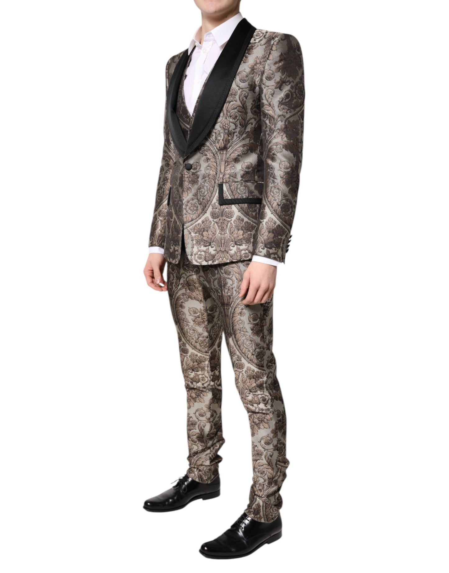 Costume 3 pièces simple boutonnage en jacquard multicolore Dolce & Gabbana