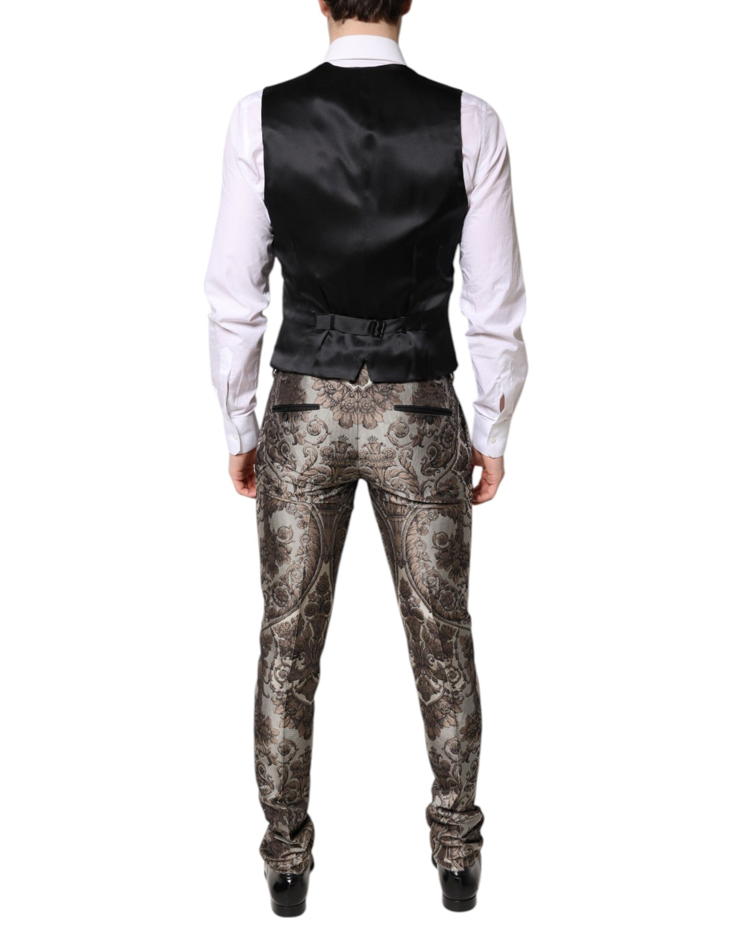 Costume 3 pièces simple boutonnage en jacquard multicolore Dolce & Gabbana