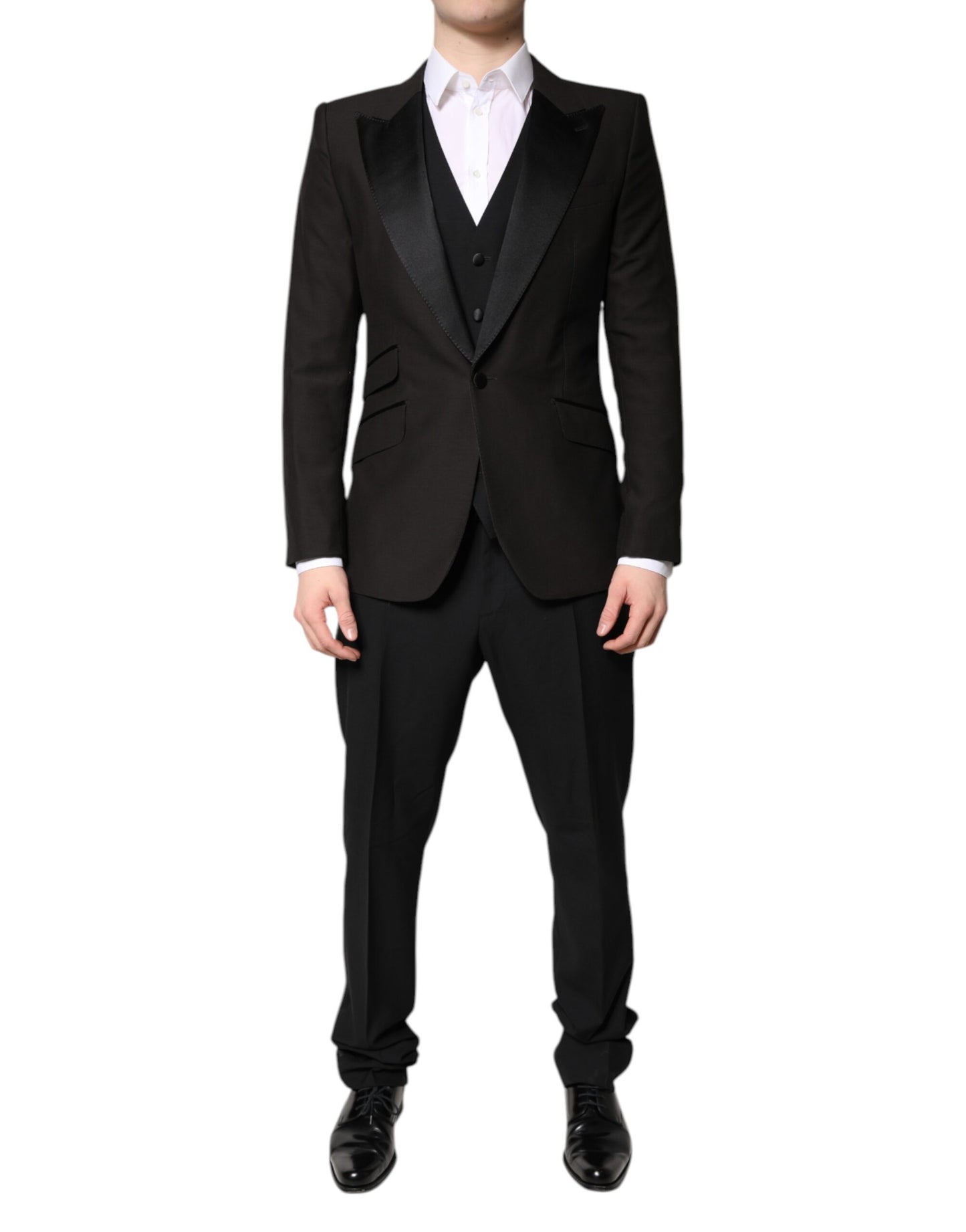 Costume formel 3 pièces noir à boutonnage simple Dolce & Gabbana