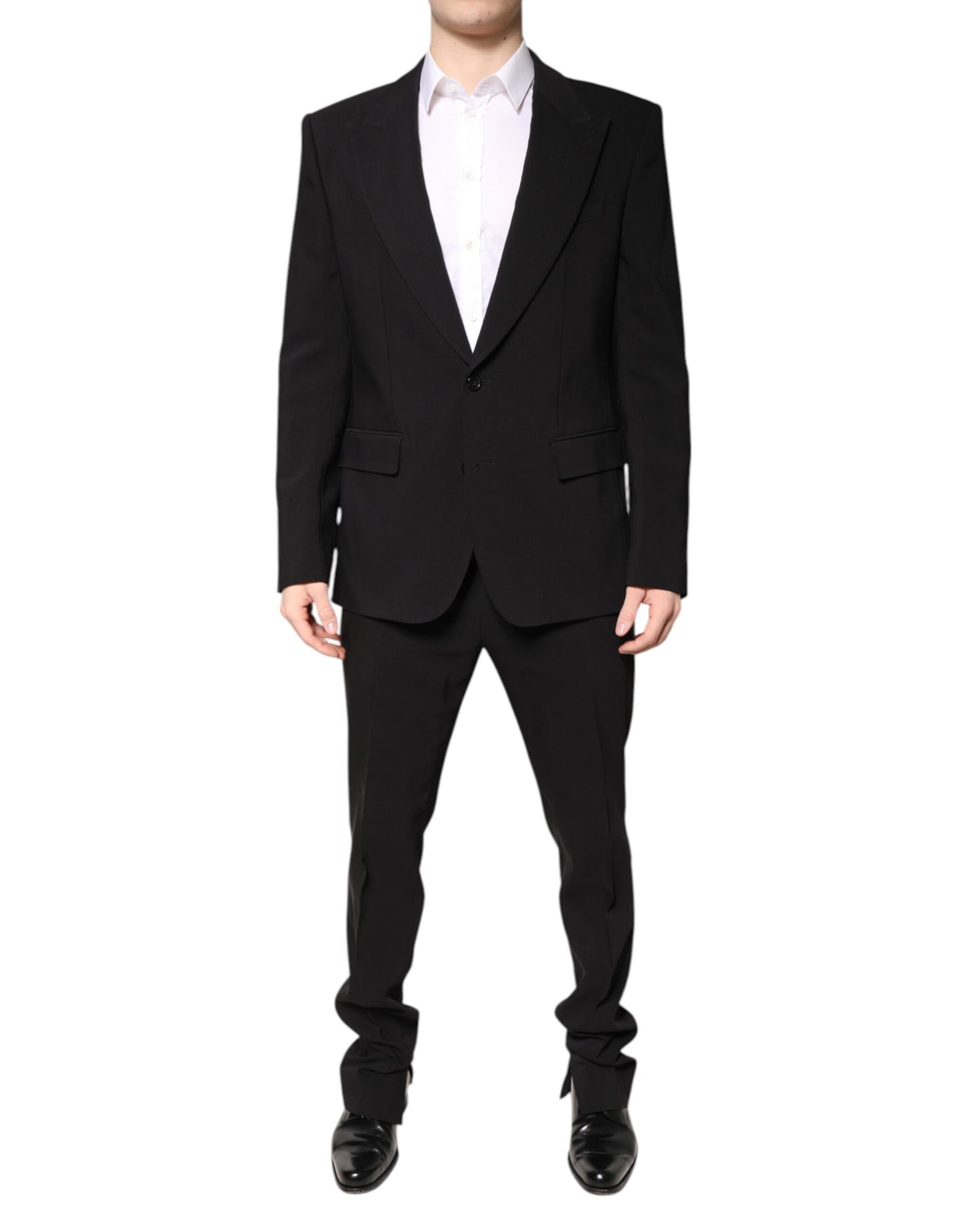 Costume 2 pièces simple boutonnage en coton noir Dolce & Gabbana